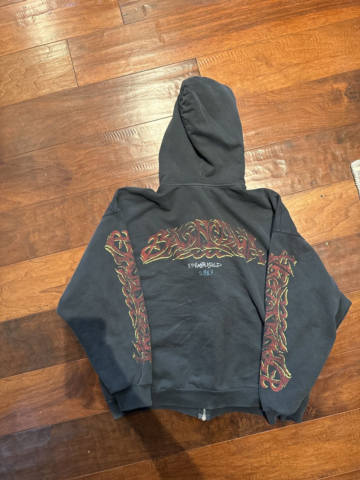 image of Balenciaga Offshore Zip Up Hoodie in Black, Men's (Size Small)