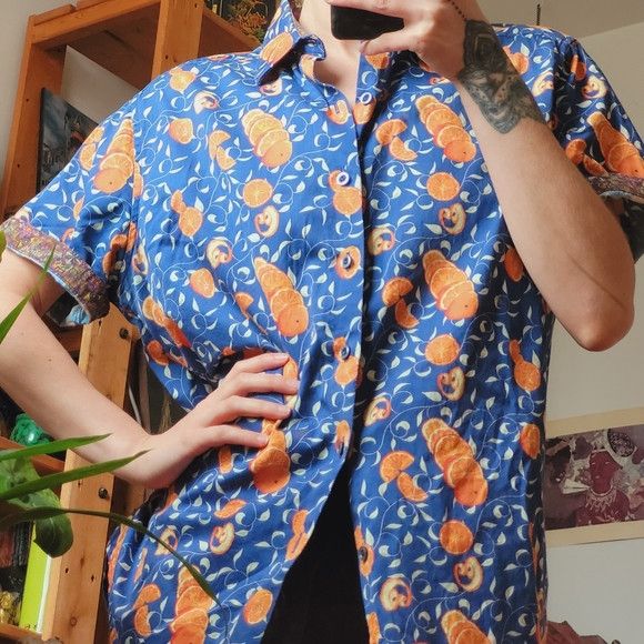 Robert Graham Robert Graham Blue Button Down Shirt Sliced Oranges - M Size US M / EU 48-50 / 2 - 5 Thumbnail