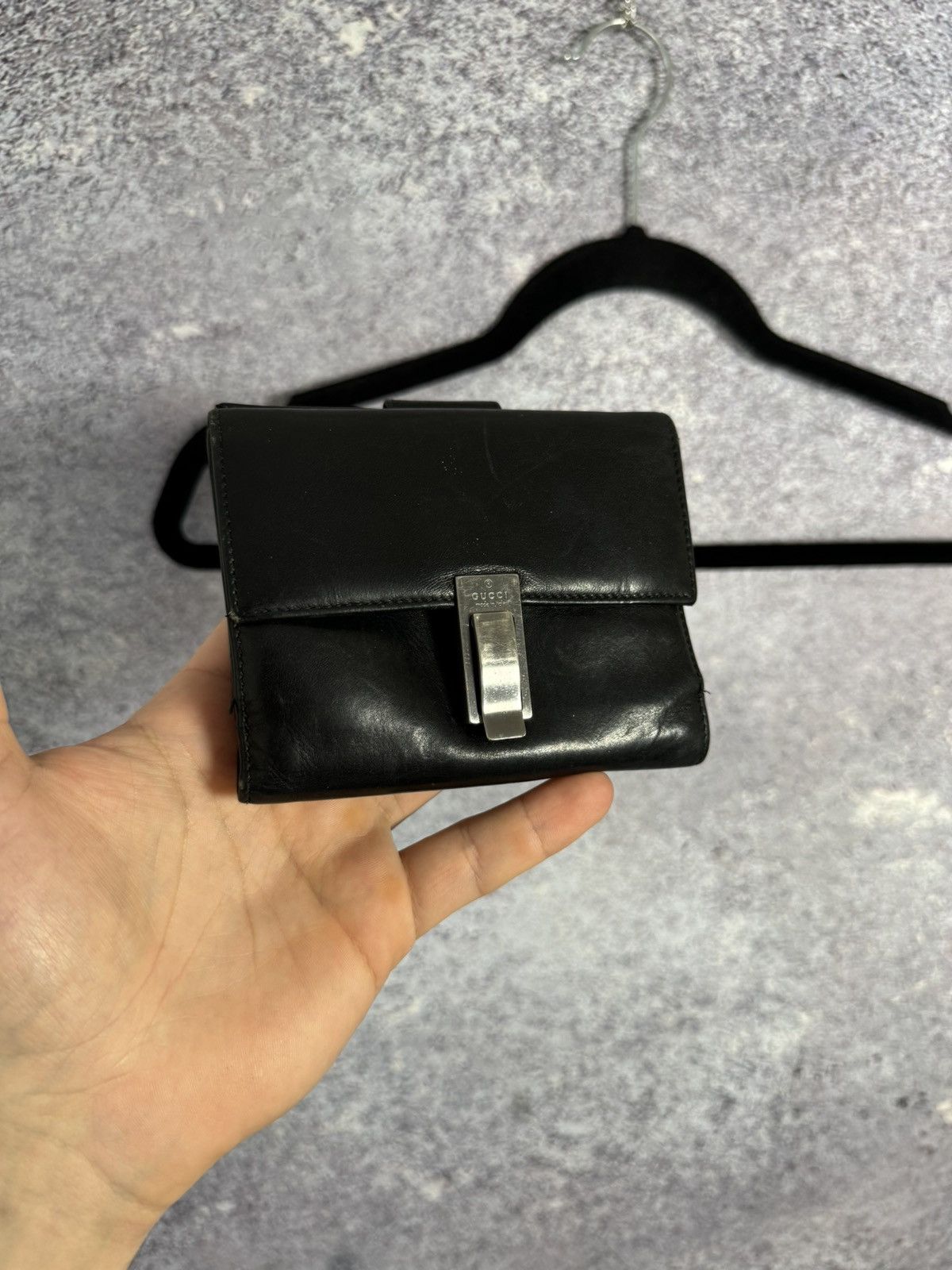 Gucci × Vintage Gucci Wallet Bifold Vintage Black Leather Unisex Authentic Size ONE SIZE - 1 Thumbnail