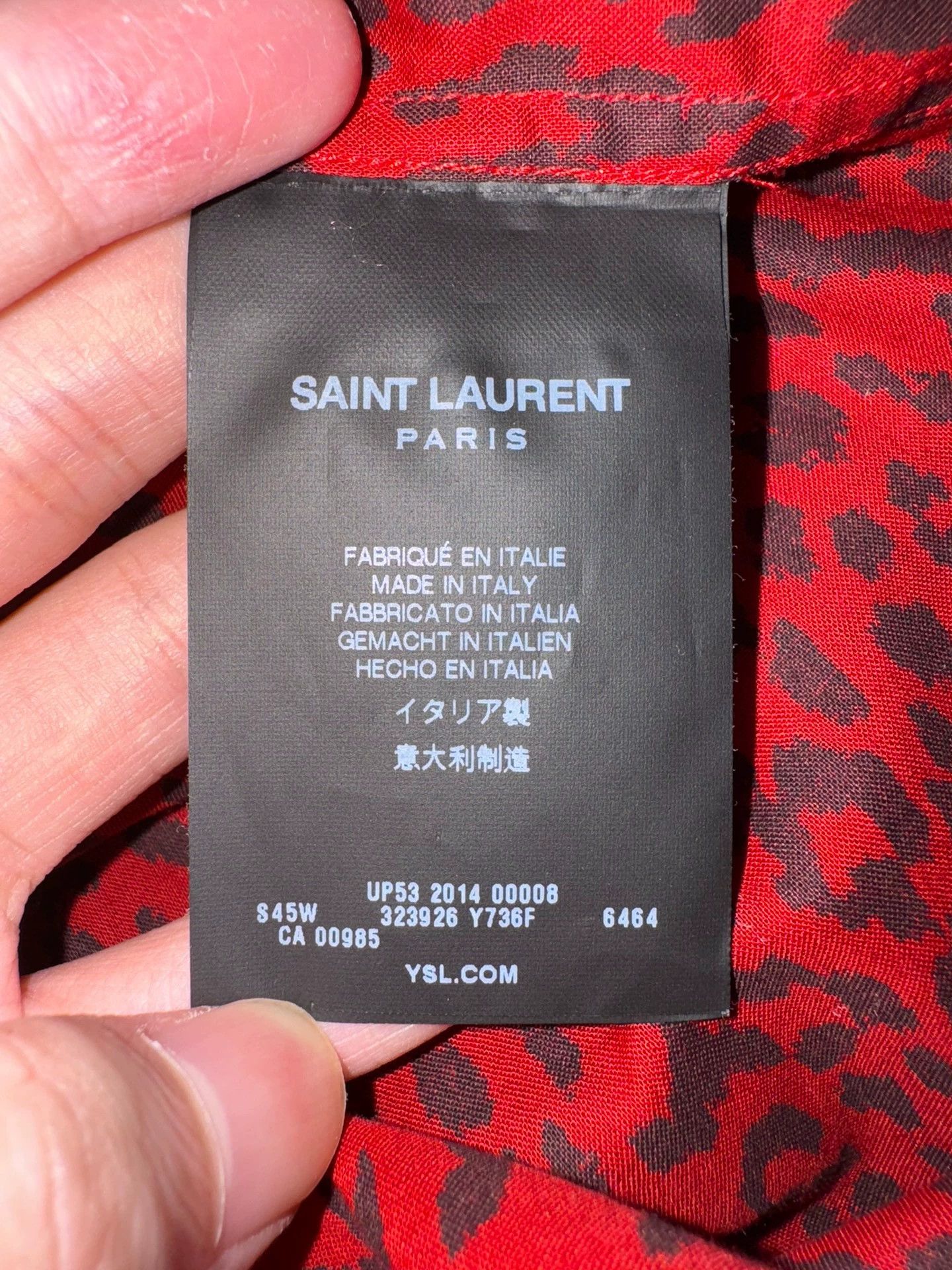 Saint Laurent Paris Saint Laurent SLP Cotton Court Red Leopard Print Shirt Size US XL / EU 56 / 4 - 7 Thumbnail