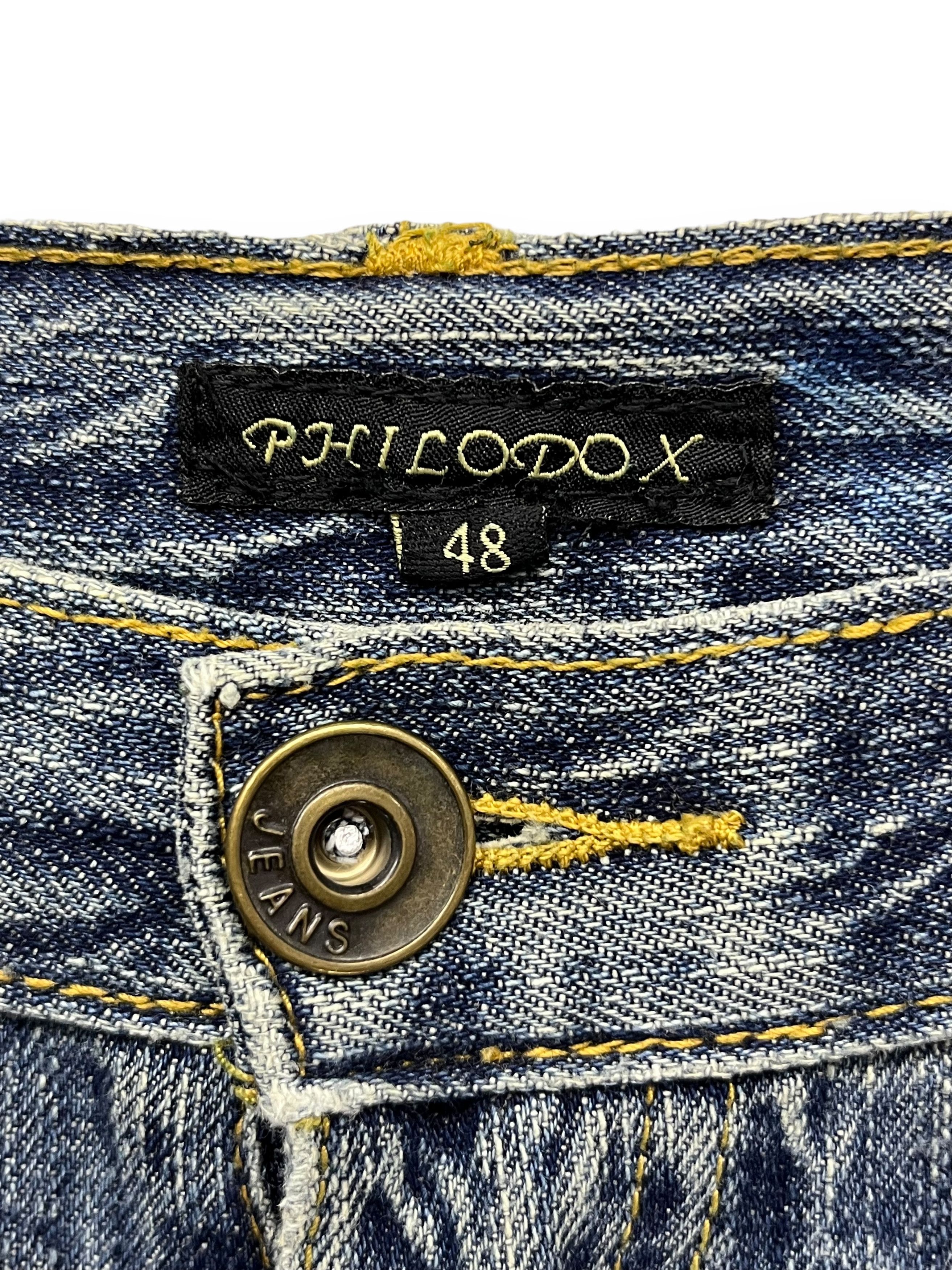 Japanese Brand 🔥FYE🔥Vtg PHILODOX Distressed Denim Punk Multipocket FLARE Size US 30 / EU 46 - 10 Thumbnail
