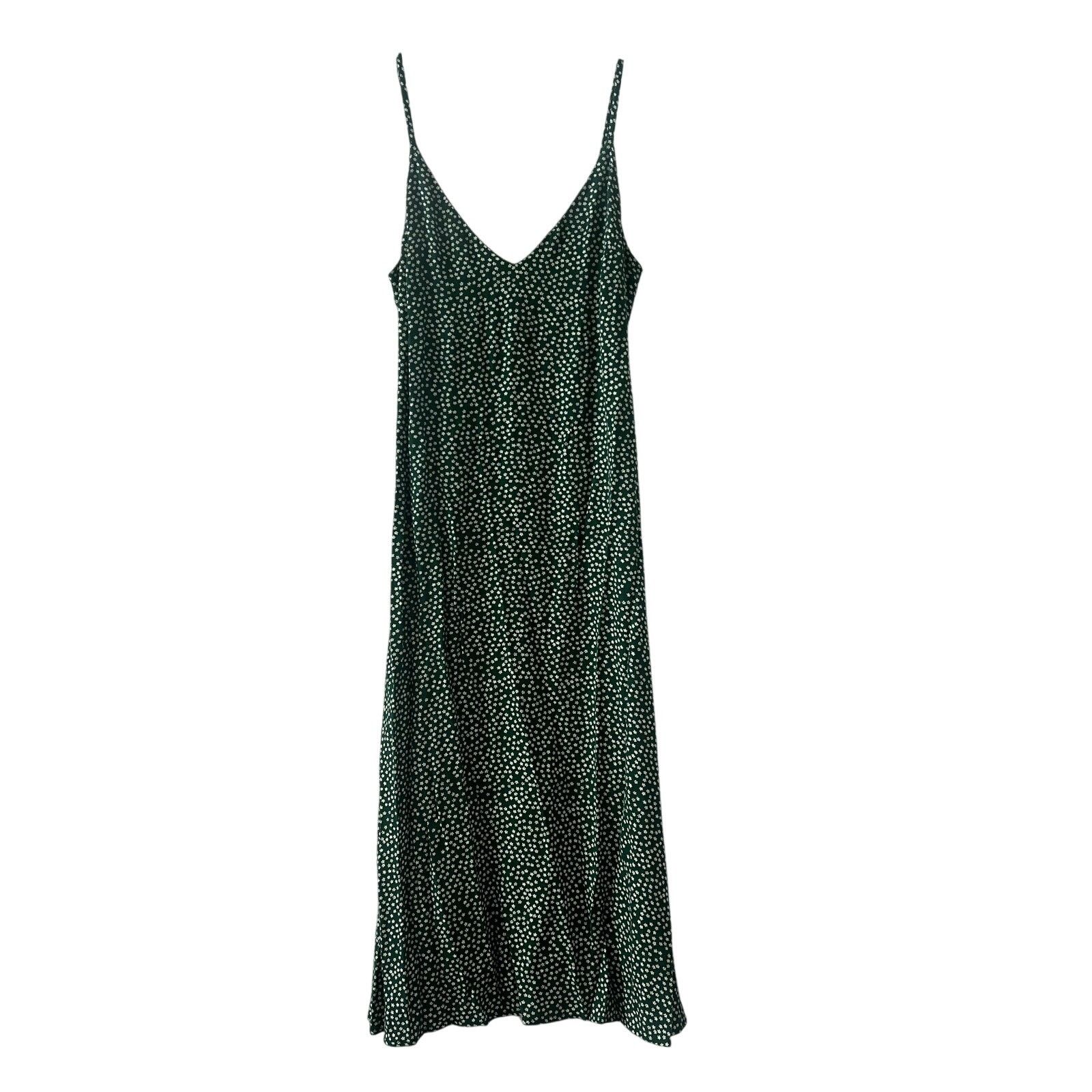 Reformation Alexandra Floral Print Crepe Midi Green Dress
