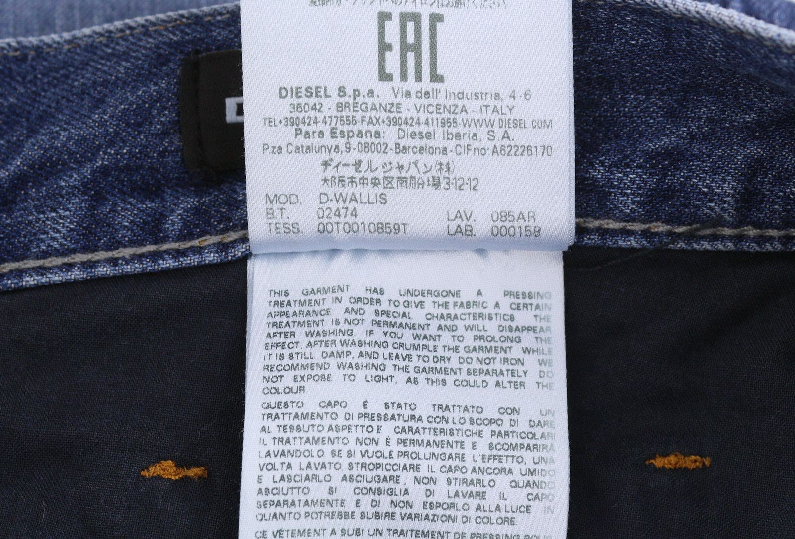 Diesel D-WALLIS 085AR W30 Blue Faded Slim Zipped Jeans 89143 Size US 30 / EU 46 - 8 Thumbnail