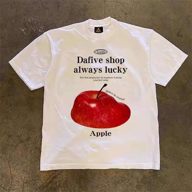Japanese Brand White street washed retro apple print t-shirt Size US M / EU 48-50 / 2 - 1 Thumbnail