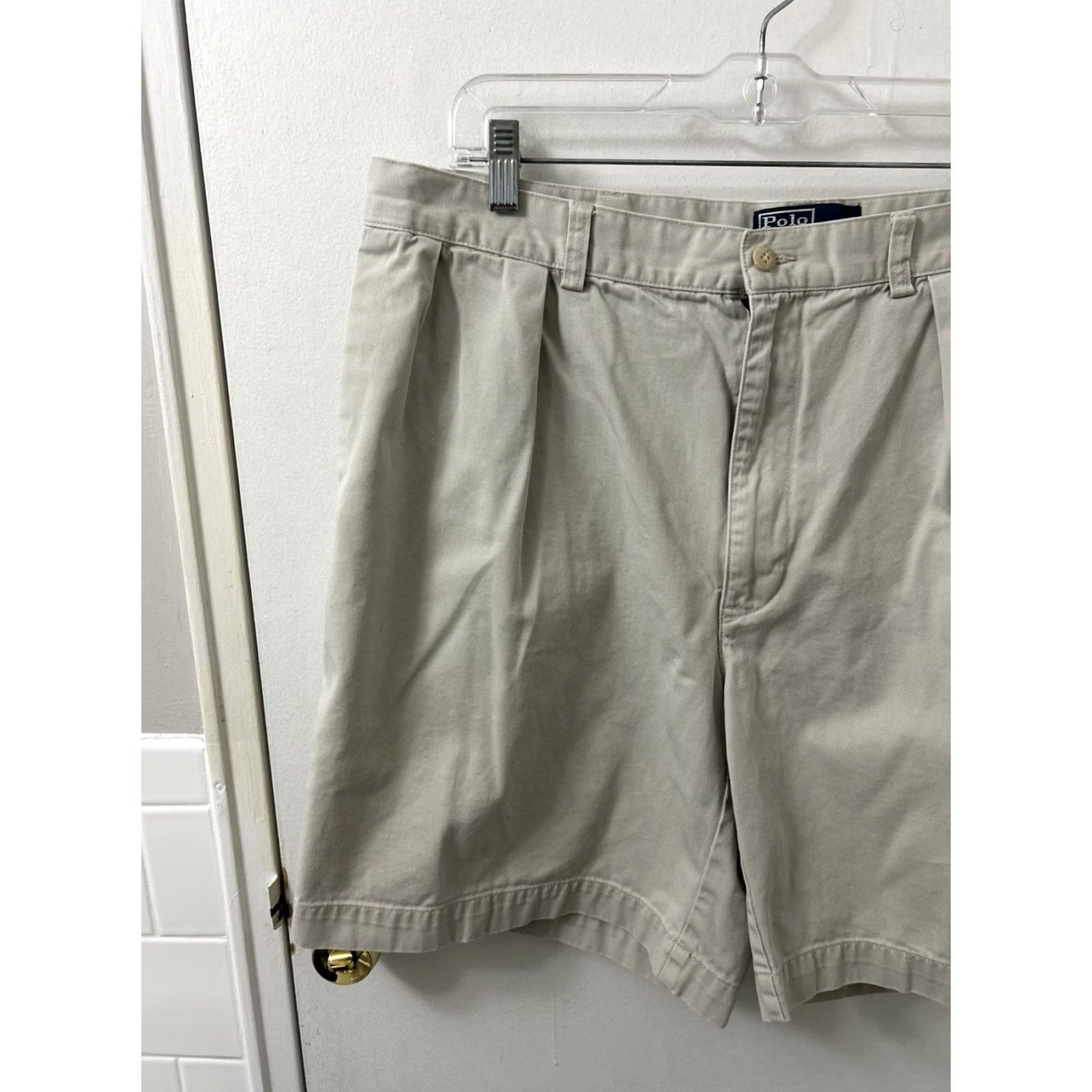 Polo Ralph Lauren Polo Ralph Lauren Tyler Shorts Mens 40 Beige Khaki Pleated 100% Cotton Chino Zip Button Inseam 8" Size US L / EU 52-54 / 3 - 2 Thumbnail