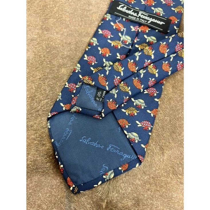 Salvatore Ferragamo Feragammo Turtles Printed Silk Tie Size ONE SIZE - 5 Thumbnail