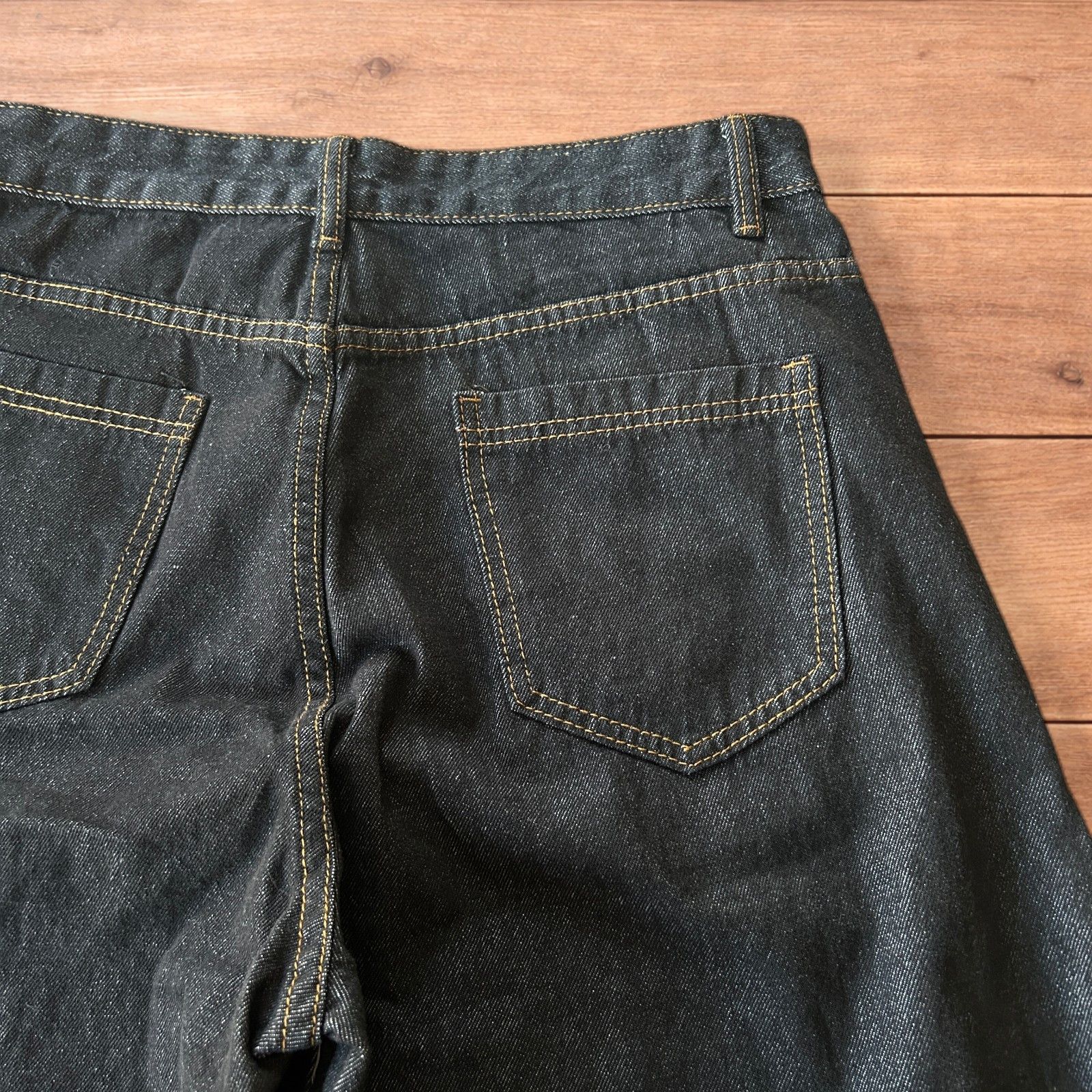 Japanese Brand Vintage style baggy wide leg Korean jeans in black. Size US 36 / EU 52 - 4 Thumbnail
