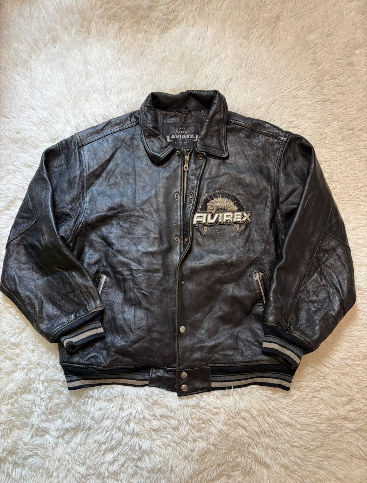 Avirex Avirex Vintage Leather Jacket Rare Native American Mens XXL Size US XXL / EU 58 / 5 - 2 Thumbnail