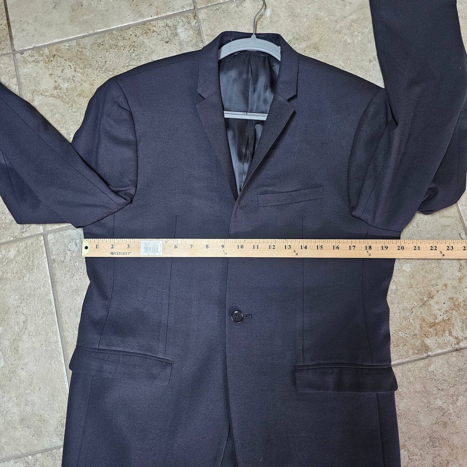 DKNY DKNY Mens One Button Notched Collar Black Wool Blazer sz 40R Size 40R - 7 Thumbnail