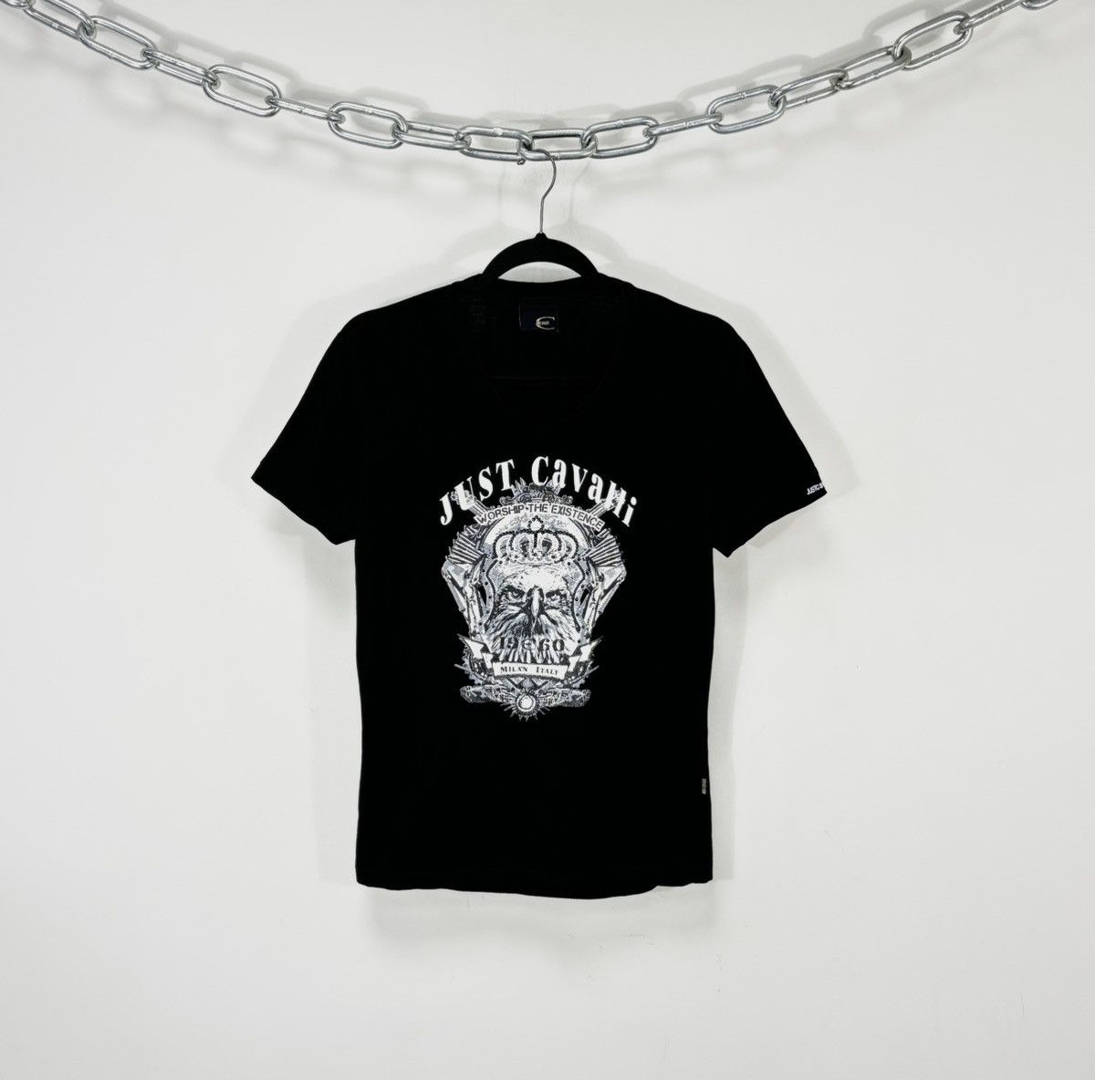 Just Cavalli Just Cavalli Women’s Big Eagle Logo Luxury Black T-Shirt Tee Size L / US 10 / IT 46 - 1 Thumbnail