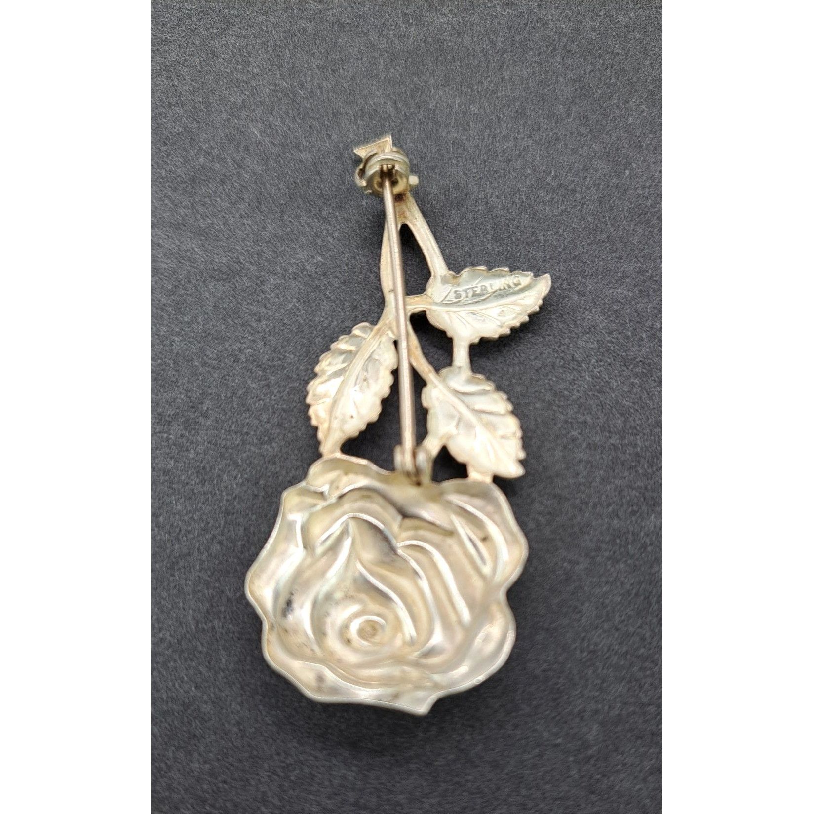 Vintage Vintage Sterling Silver Rose Brooch Pin Detailed Floral Size ONE SIZE - 6 Thumbnail