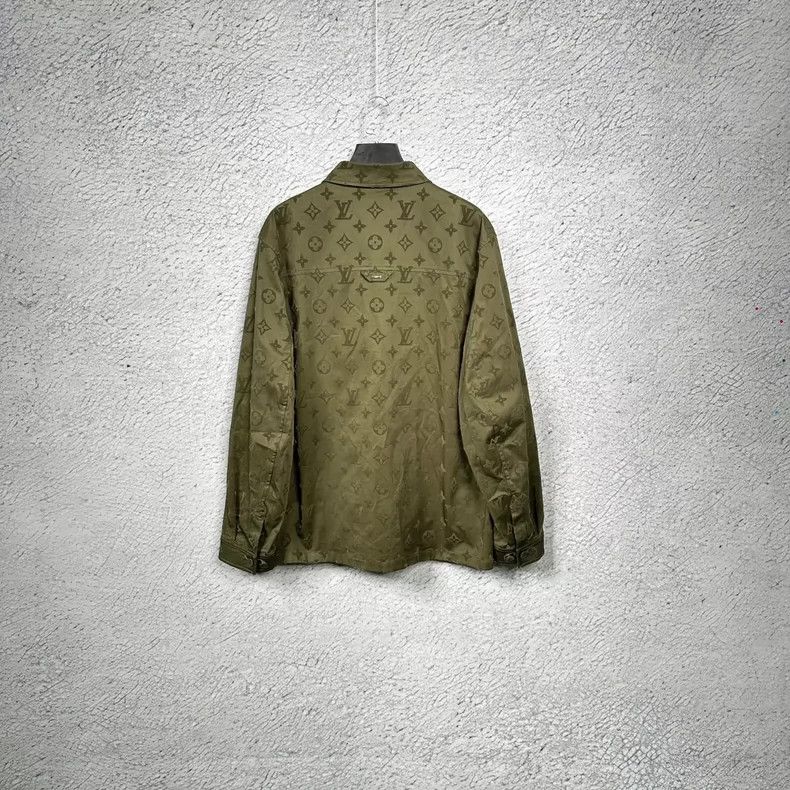 Louis Vuitton Louis Vuitton Khaki Green Full Flocked Patchwork Logo Shirt Size US XL / EU 56 / 4 - 2 Thumbnail