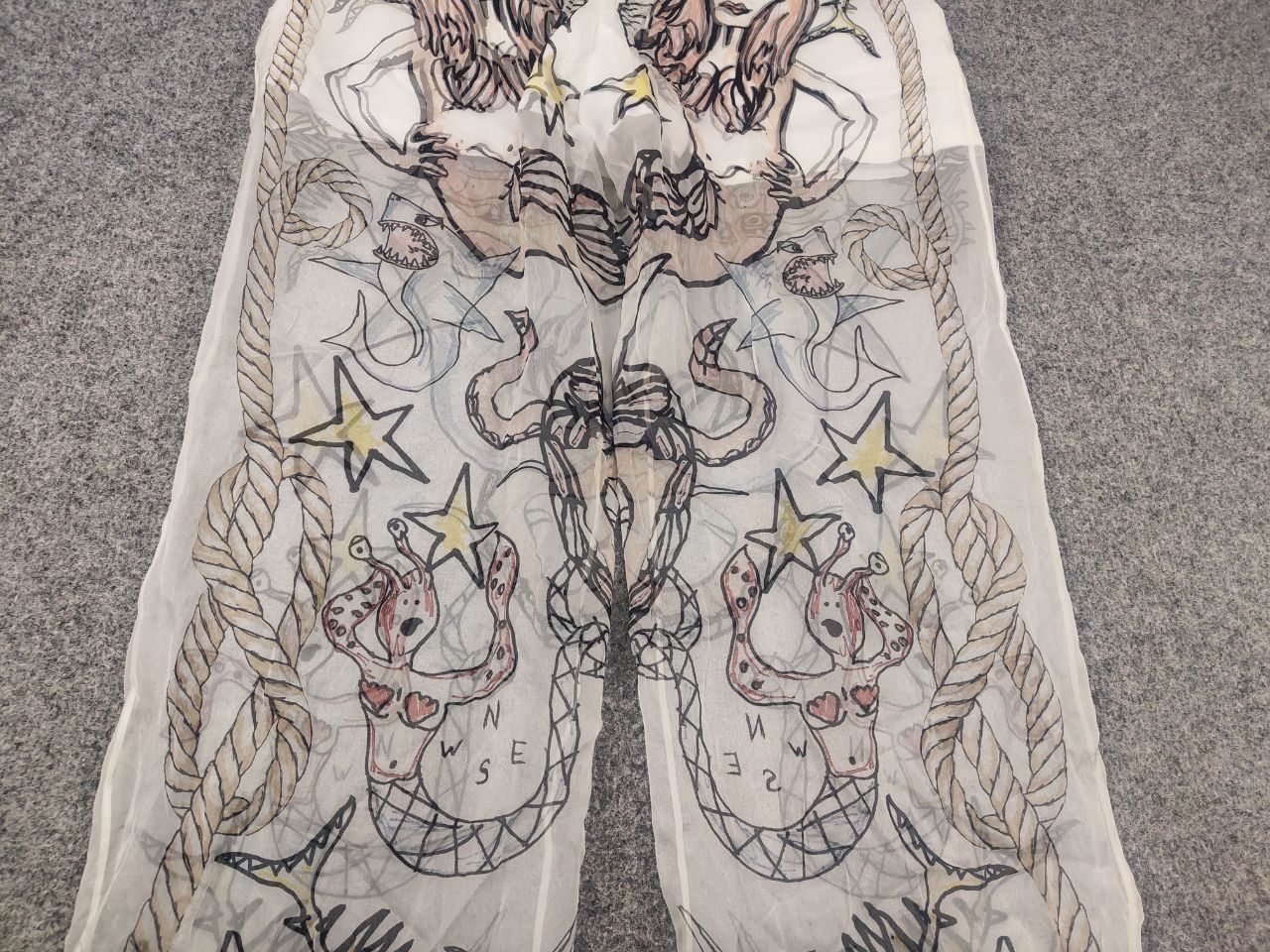 Burberry Rare Burberry By Marine Sketch Print Layered Silk Pants Size US 32 / EU 48 - 10 Thumbnail