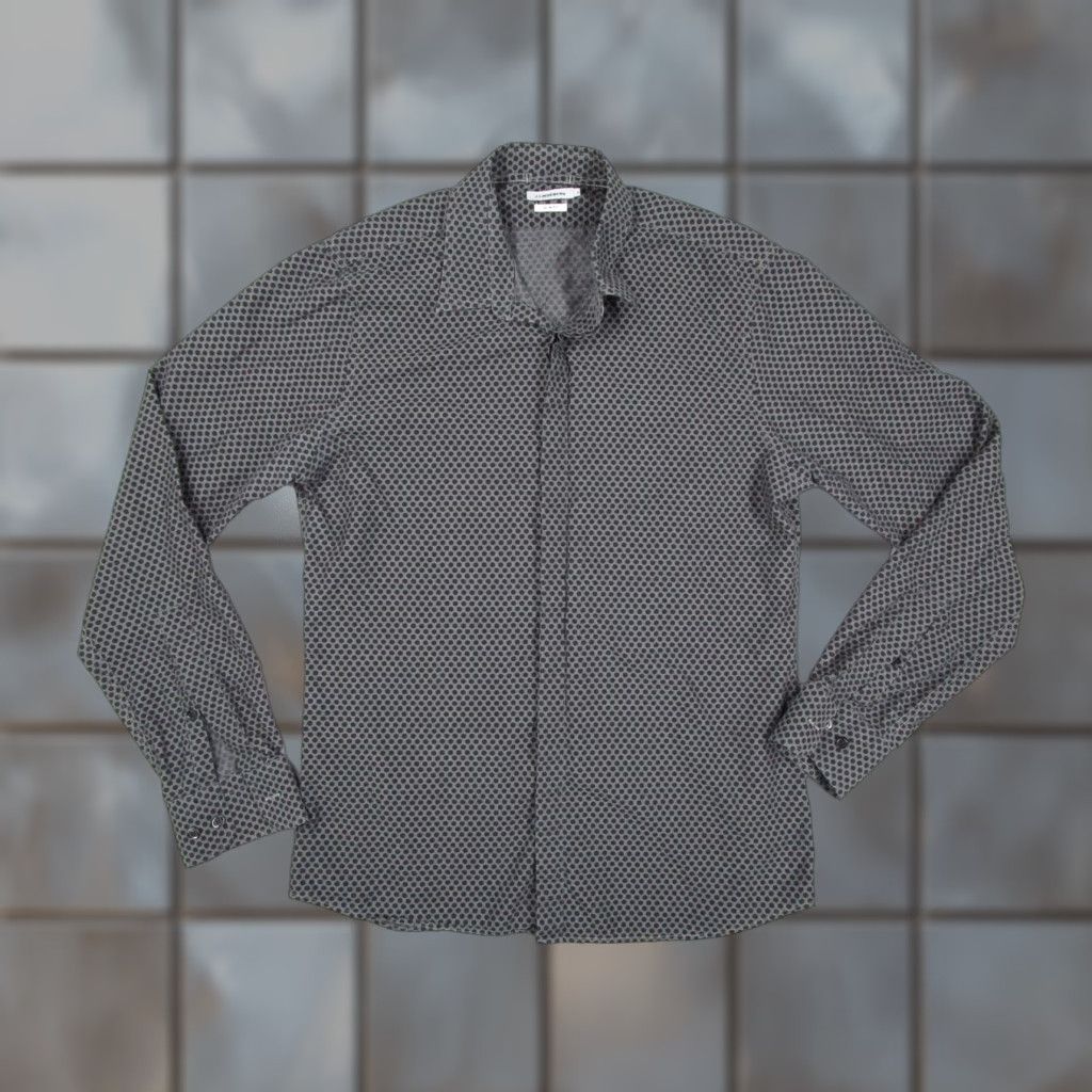 J.Lindeberg Dress Shirt Mens M Gray Polka Dot Slim Fit Button Down Shirt