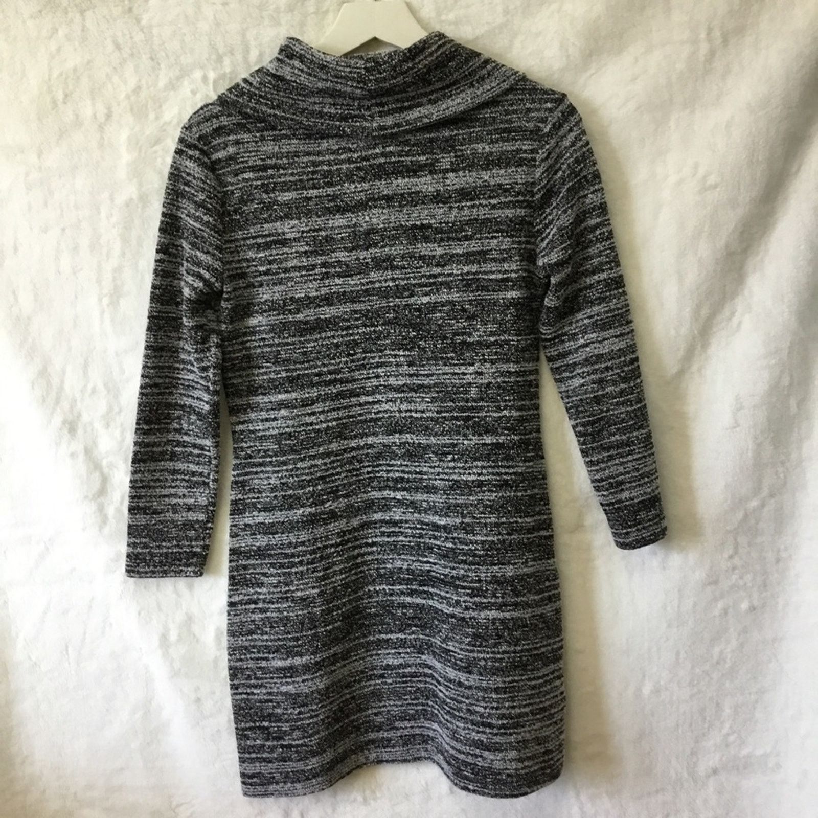 Loft Loft Black & White Marled Cowl Neck Sweater Dress Size S / US 4 / IT 40 - 4 Thumbnail