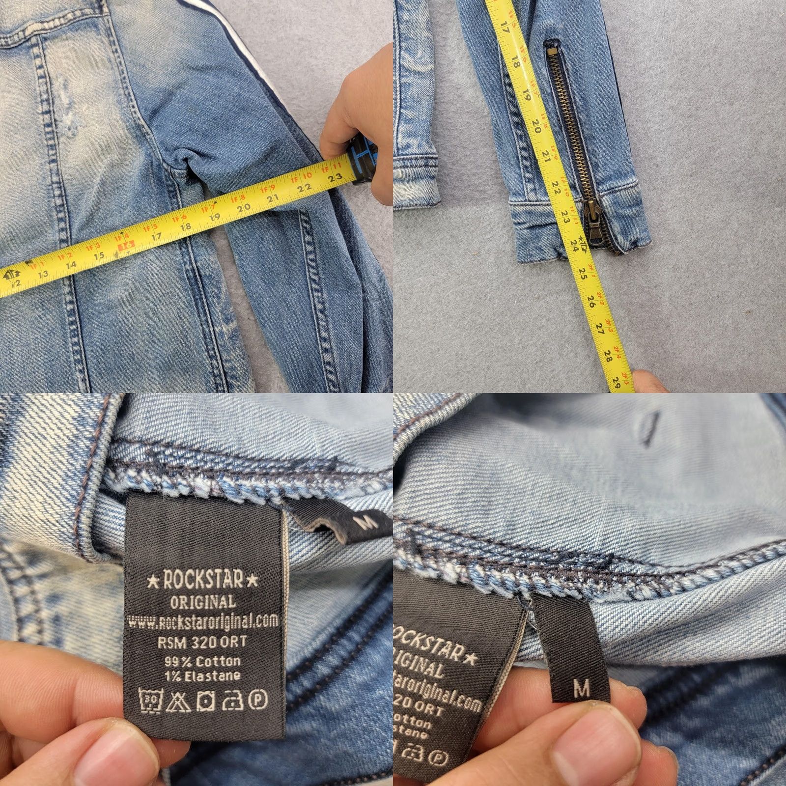 Vintage Rockstar Original Jacket Mens M Blue Denim Biker Zip Logo Dondi Wash Standard Size US M / EU 48-50 / 2 - 8 Thumbnail