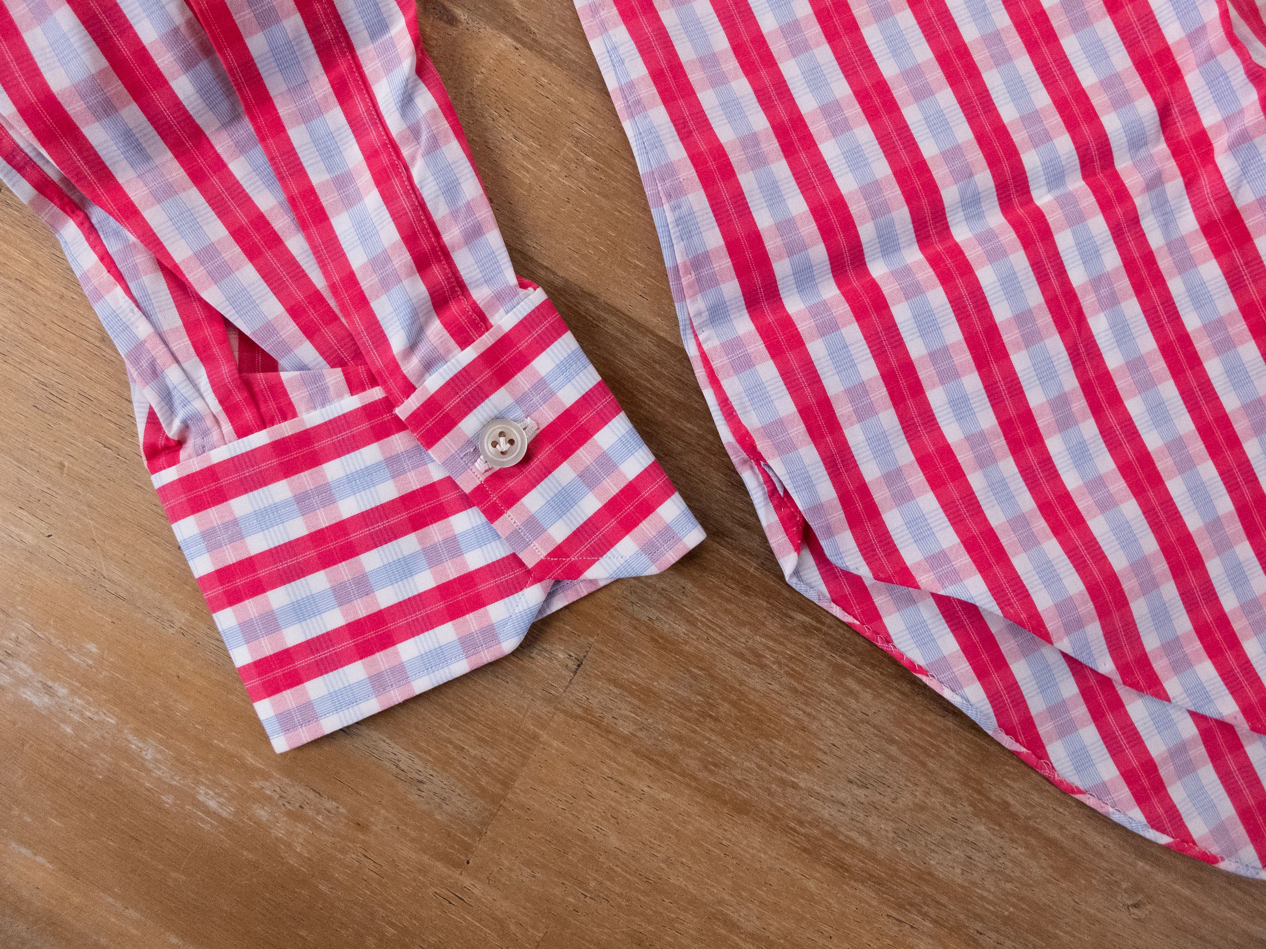 Kiton KITON Napoli pink white plaid motif formal dress shirt 41 16 Size US L / EU 52-54 / 3 - 3 Thumbnail