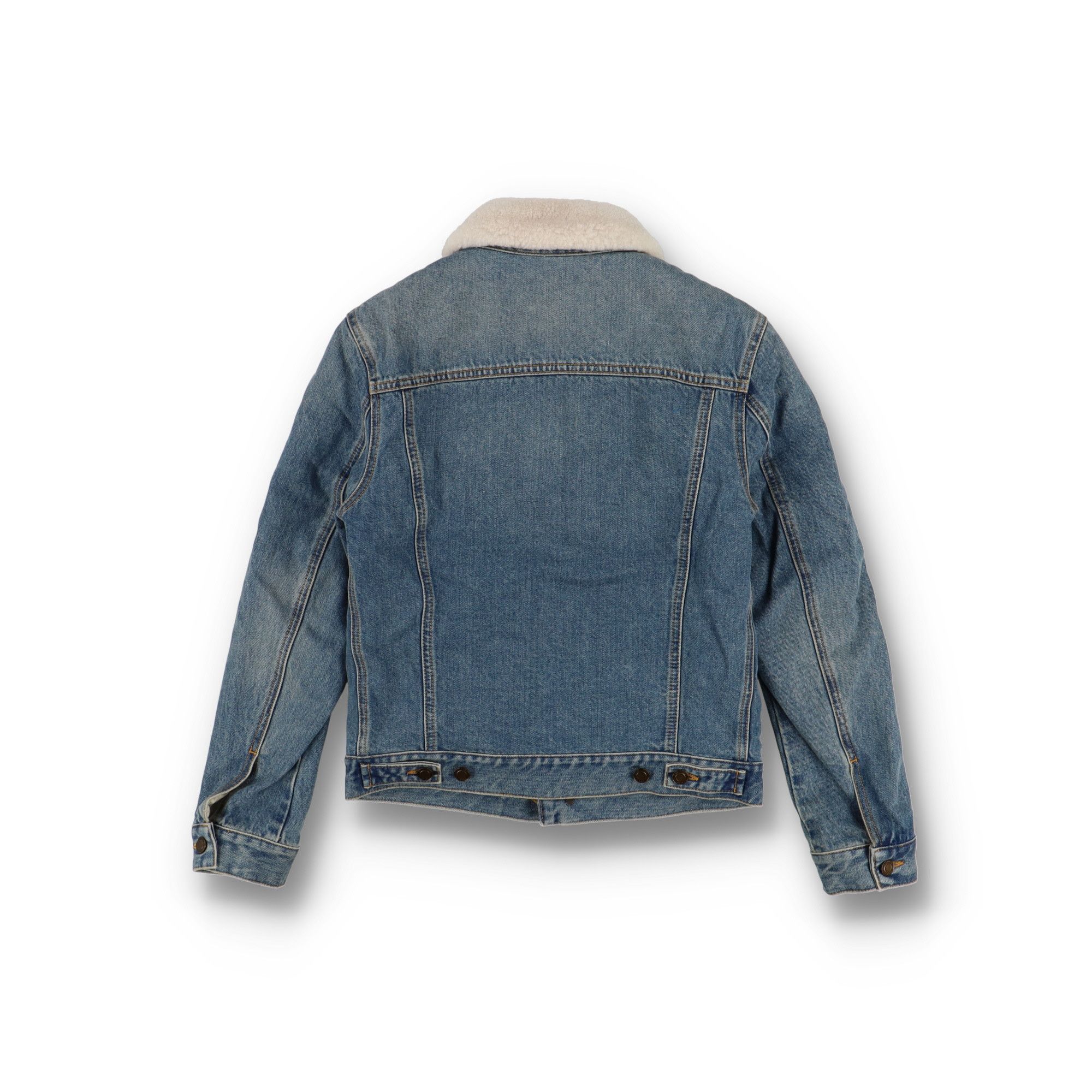 Saint Laurent Paris Blue Shearling Lined Denim Trucker Jacket Size XS / US 0-2 / IT 36-38 - 6 Thumbnail