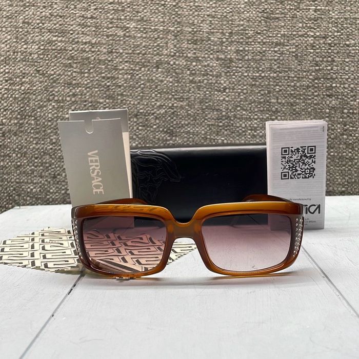 Versace Versace Sunglasses Womans Rectangular Frame Bling Y2k Gradient ...