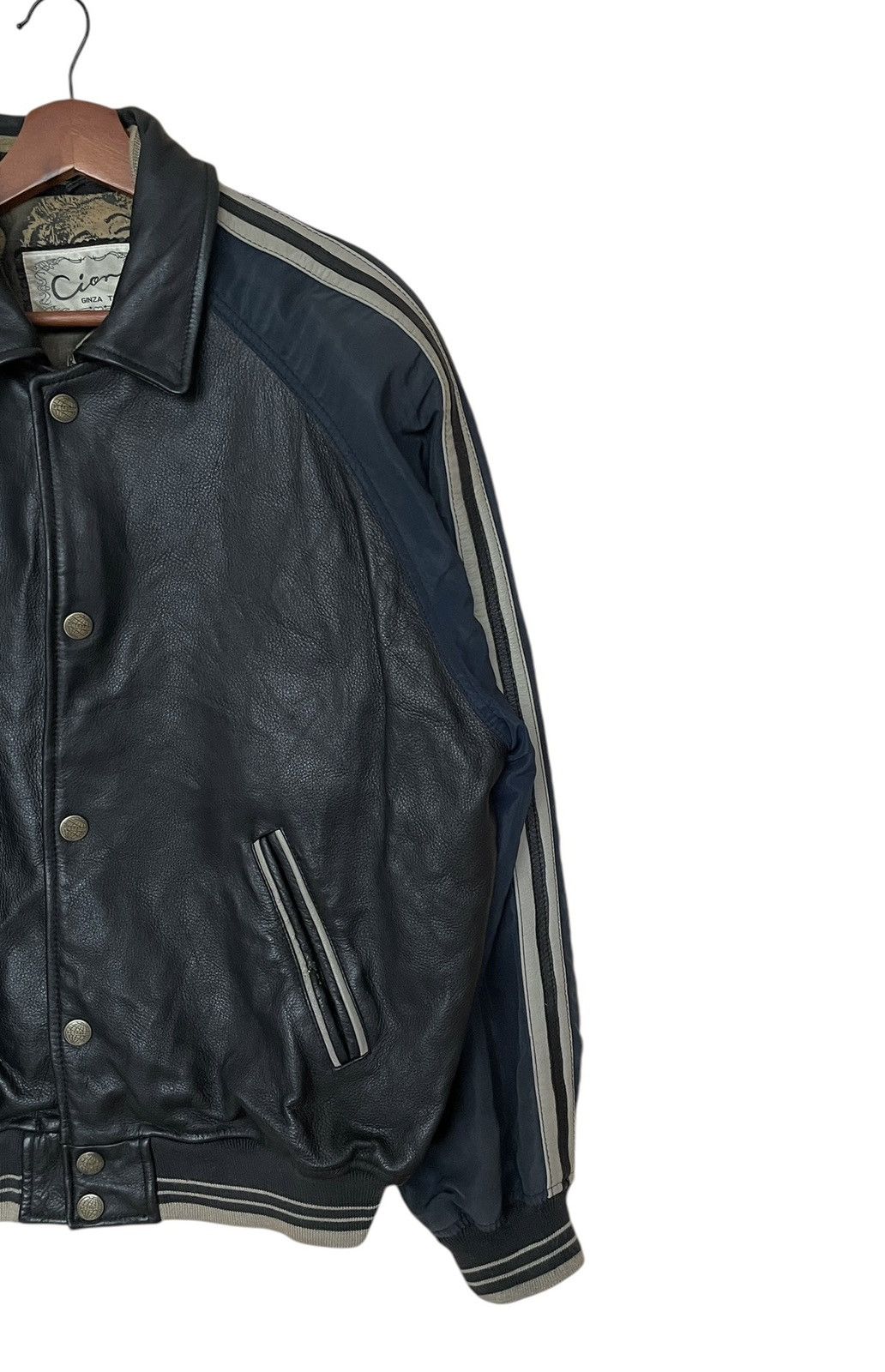 Japanese Brand Vintage Brand Cion Ginza Tokyo Leather Varsity Jacket 1990s Size US L / EU 52-54 / 3 - 5 Thumbnail