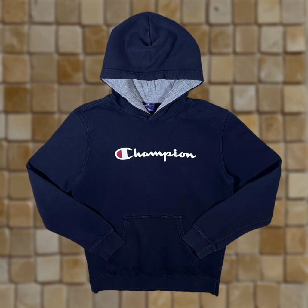 Champion Champion Classic Logo Spellout Graphic Dark Navy Pullover Hoodie M Mens Long Sleeve Hooded Logo Pullover Hoodie Size US M / EU 48-50 / 2 - 1 Thumbnail