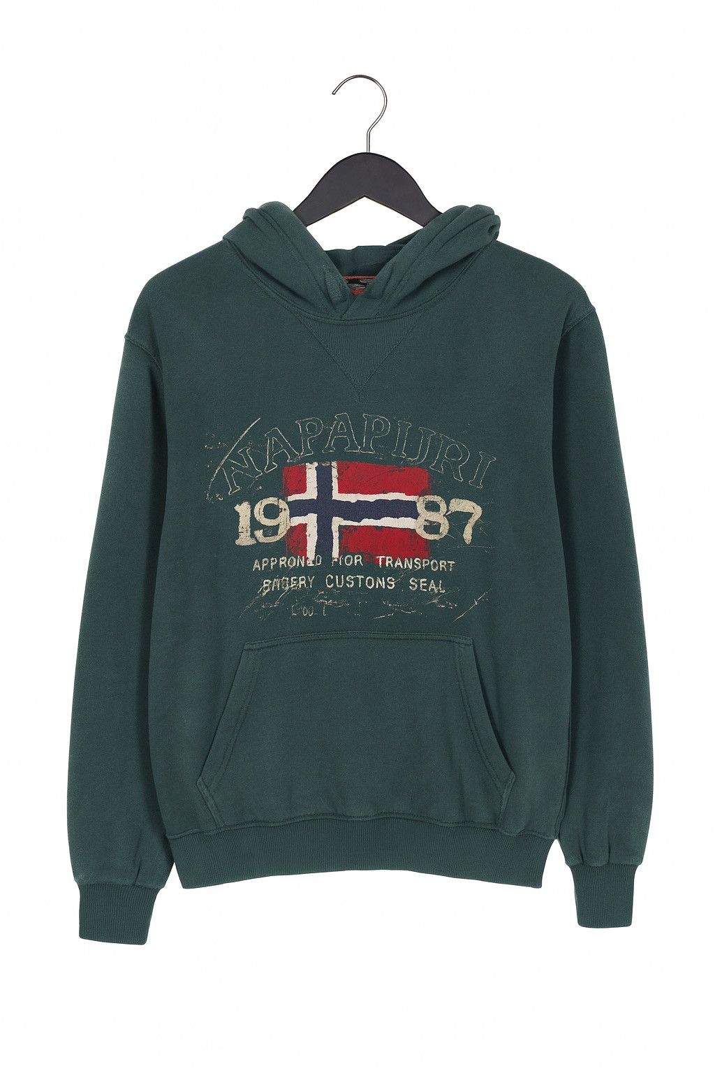 Napapijri Vintage Napapijri Norway Flag Hoodie 1987 Logo Forest Green Size US M / EU 48-50 / 2 - 1 Thumbnail