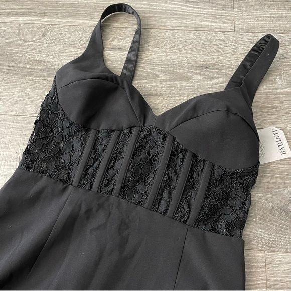 Other Bardot Corset Lace Panel Dress Black Back Slit Sleeveless LB Size M / US 6-8 / IT 42-44 - 4 Thumbnail