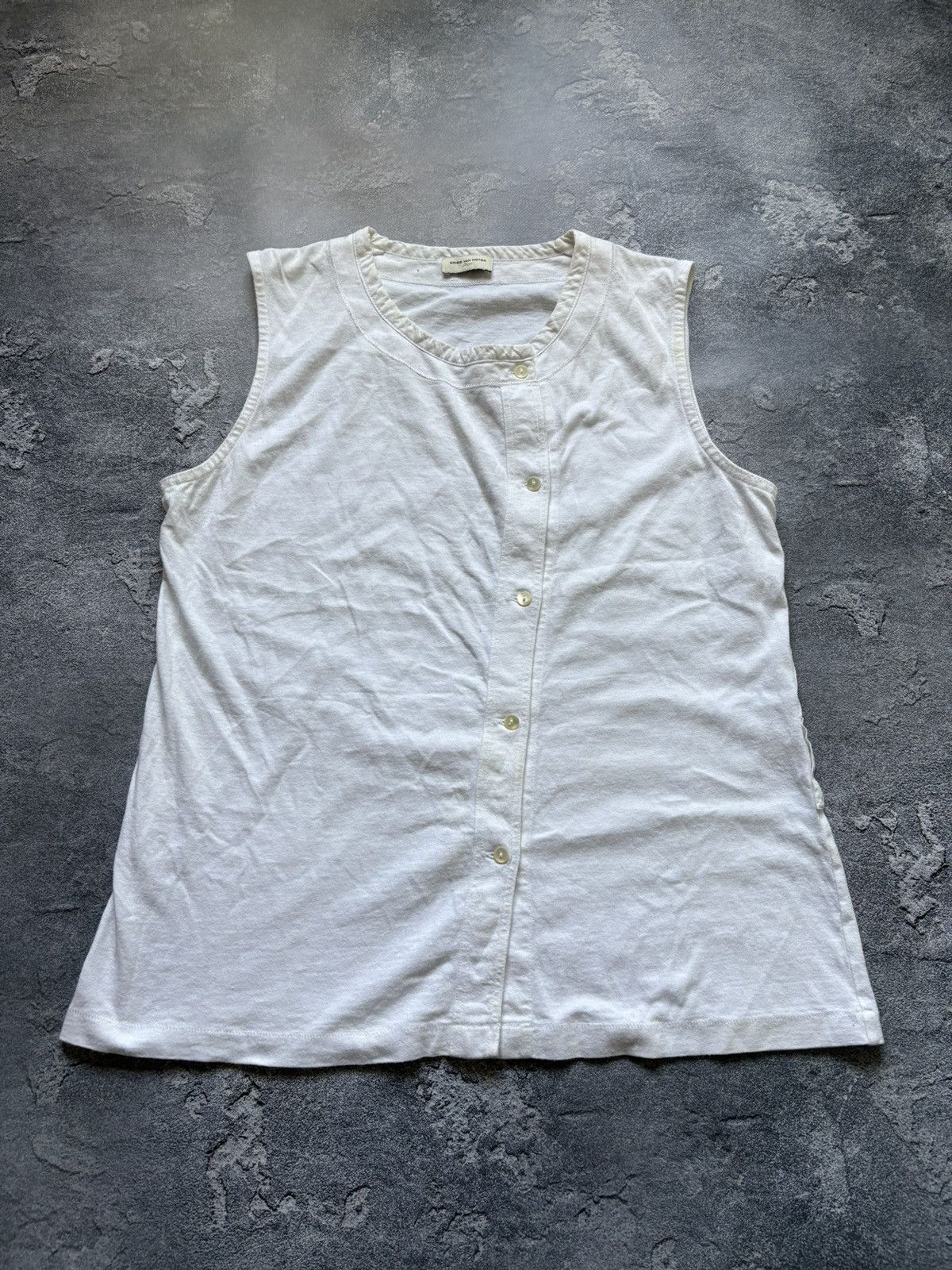 Dries Van Noten Vintage Dries Van Noten Asymmetric Button Up White Tank Top Size L / US 10 / IT 46 - 2 Thumbnail