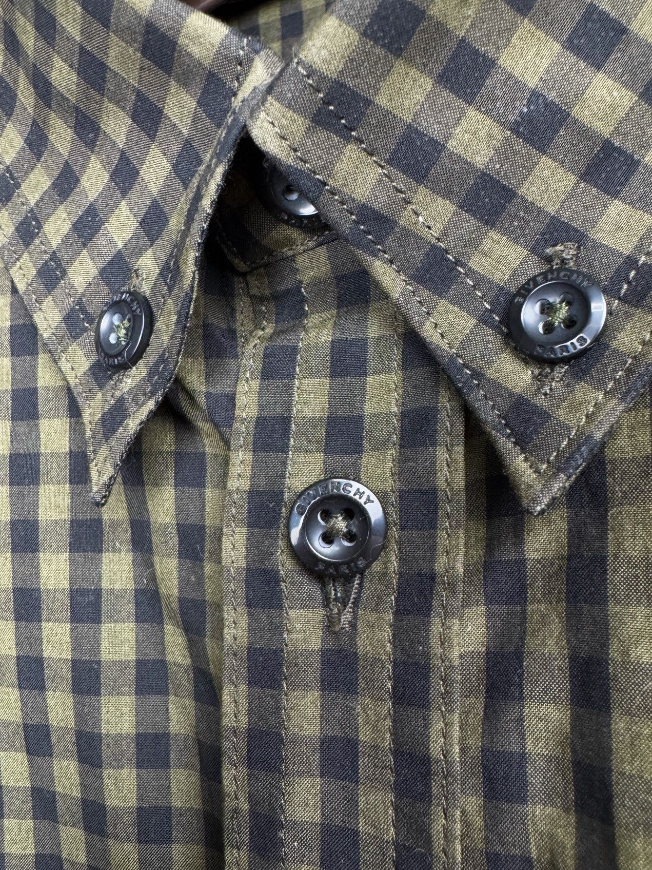Givenchy Givenchy green checkered leather trim contemporary fit shirt Size US L / EU 52-54 / 3 - 8 Thumbnail