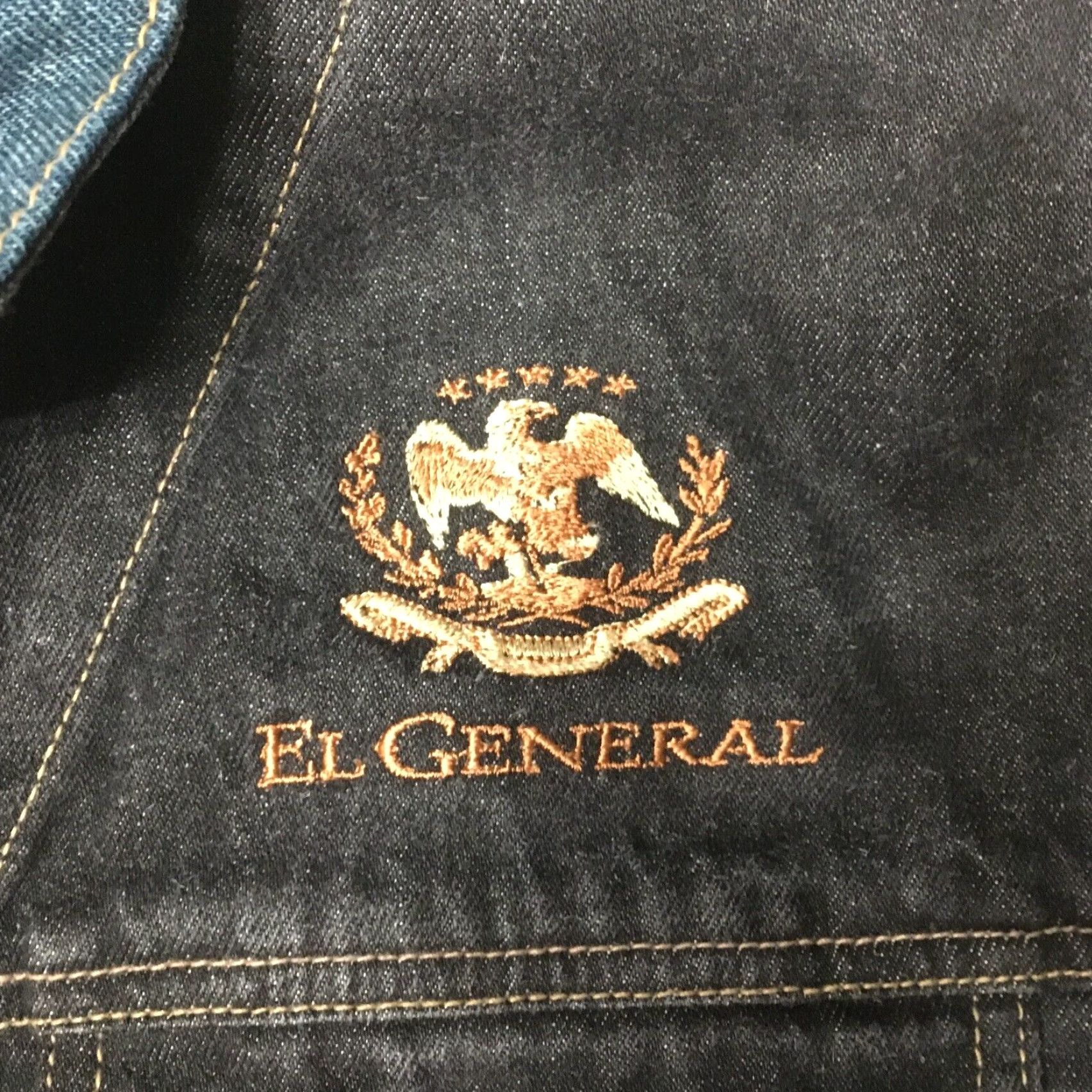 Denime El General Denim Embroidered Jacket Men S Gray Jean Jacket Embroidered Croc Gator 90s Vintage Style Mens Sized S Size US 29 - 5 Thumbnail