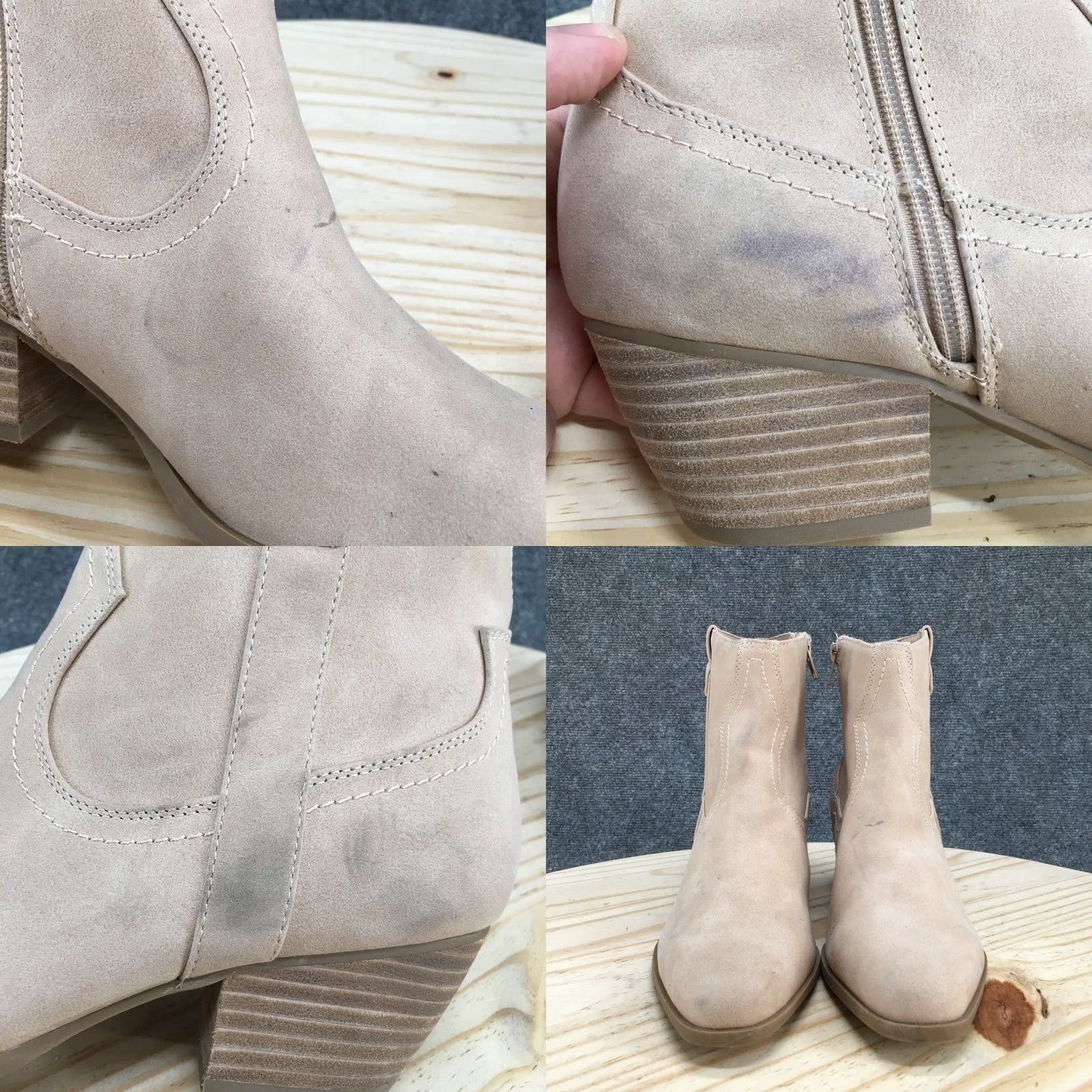 Dolce Vita DV Dolce Vita Perdue Boots Women 9 Tan Suede Side Zip Ankle Bootie Western Style Size US 9 / IT 39 - 8 Thumbnail