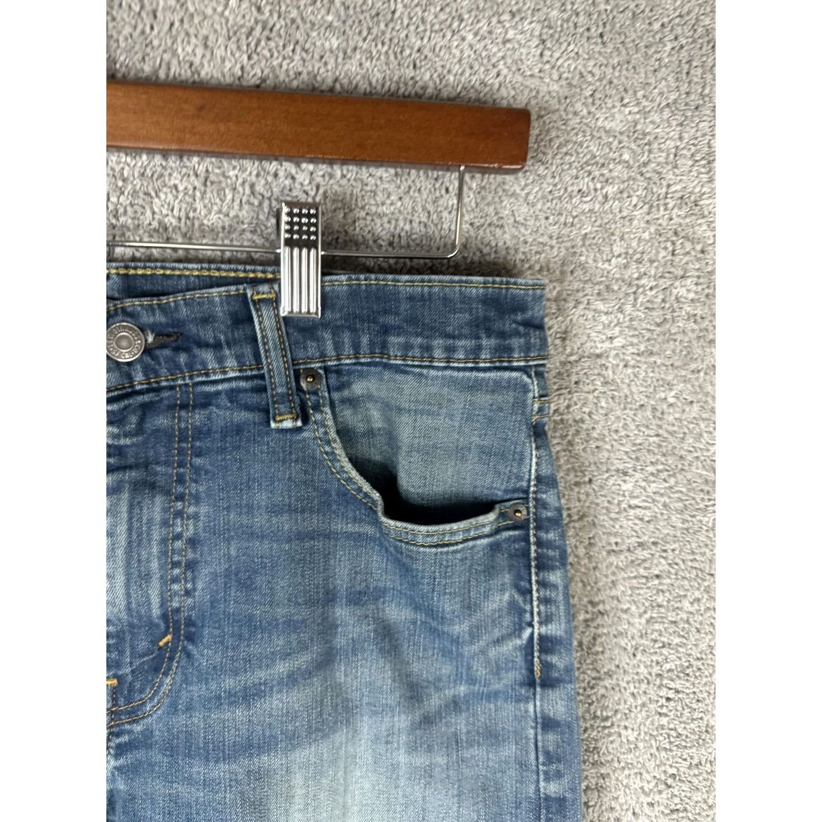 Levi's Levi's 502 Jeans Mens 33x30 Blue Tapered Leg Stretch Distressed Denim Medium Wash Size US 33 - 3 Thumbnail
