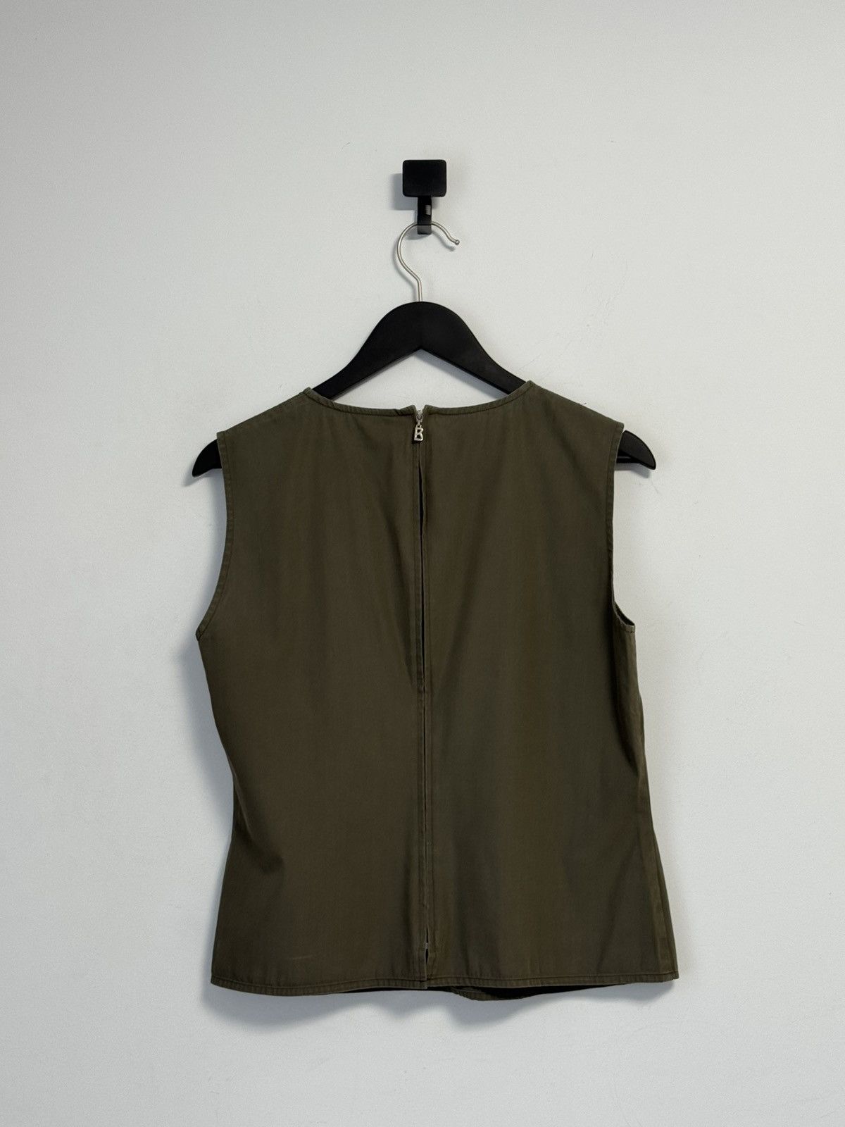 Bogner BOGNER Olive Green Shell Top Sleeveless Blouse Tank Shirt Size S / US 4 / IT 40 - 12 Thumbnail