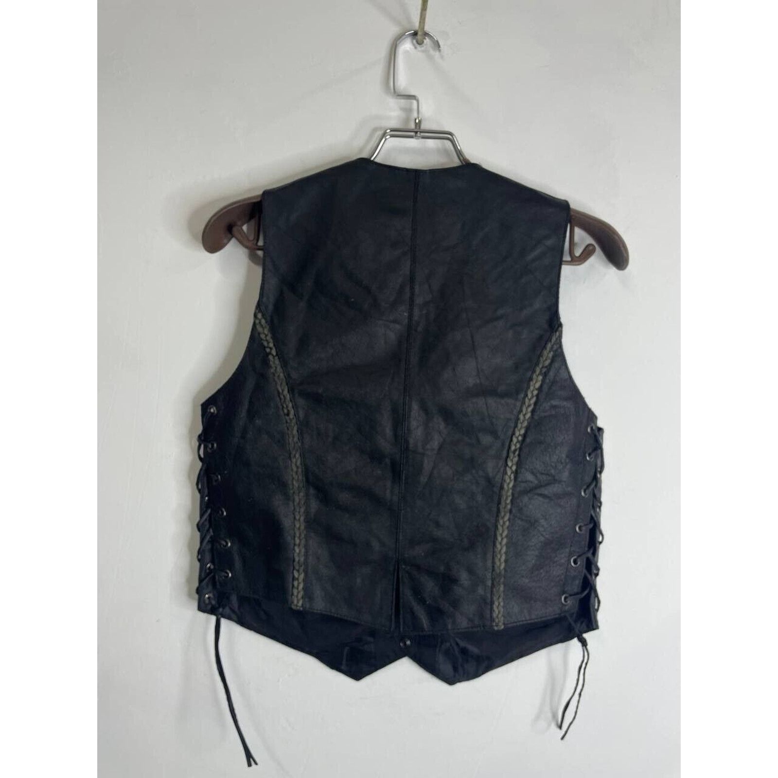 Vintage Vintage Black Leather Biker Vest Diamond Plate Genuine M Size US M / EU 48-50 / 2 - 6 Thumbnail