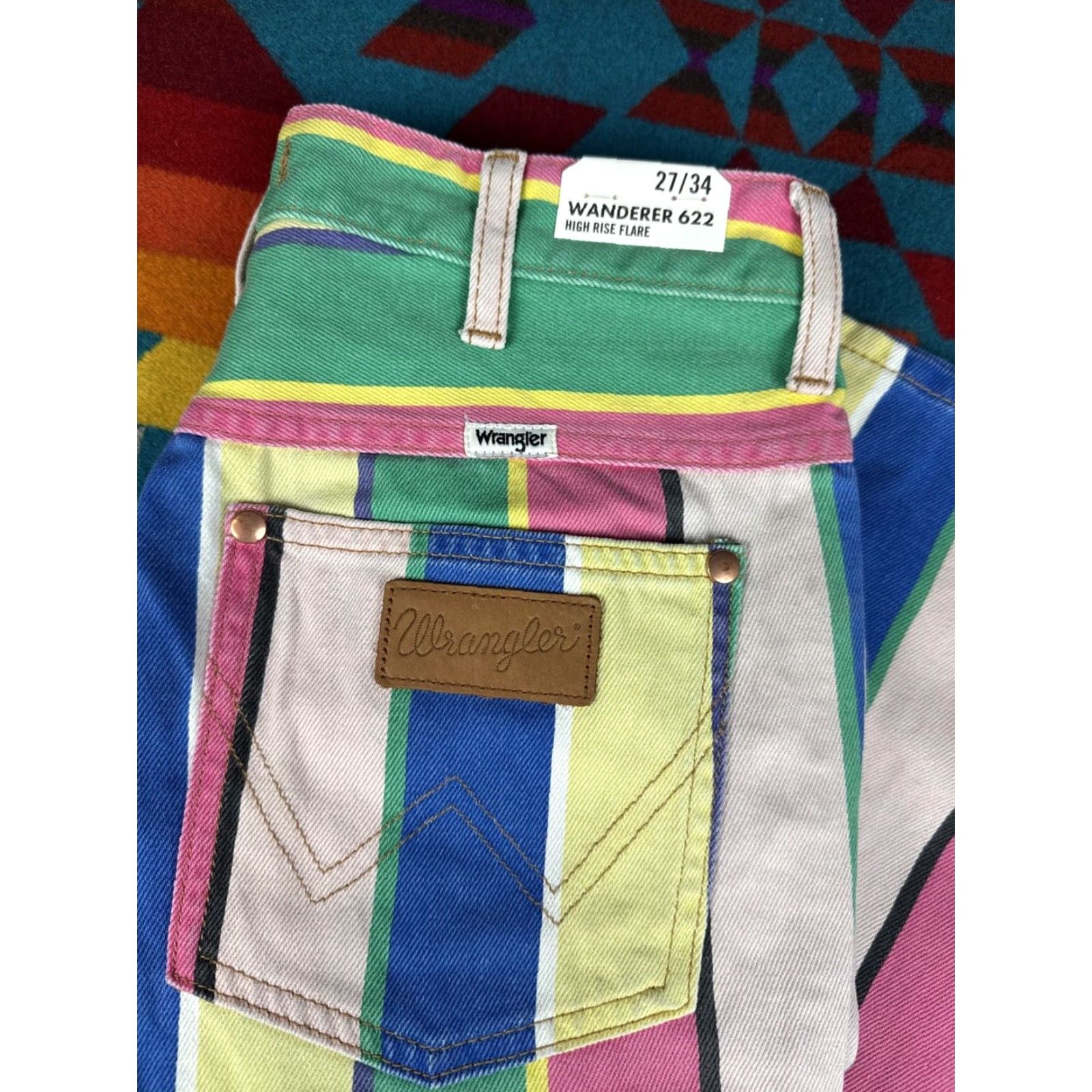 Wrangler Wrangler Wanderer 622 High Rise Flare Jean Womens 27/34 Pink Denim Bohemian Festival 5-Pocket Regular Fit Size 27" / US 4 / IT 40 - 2 Thumbnail