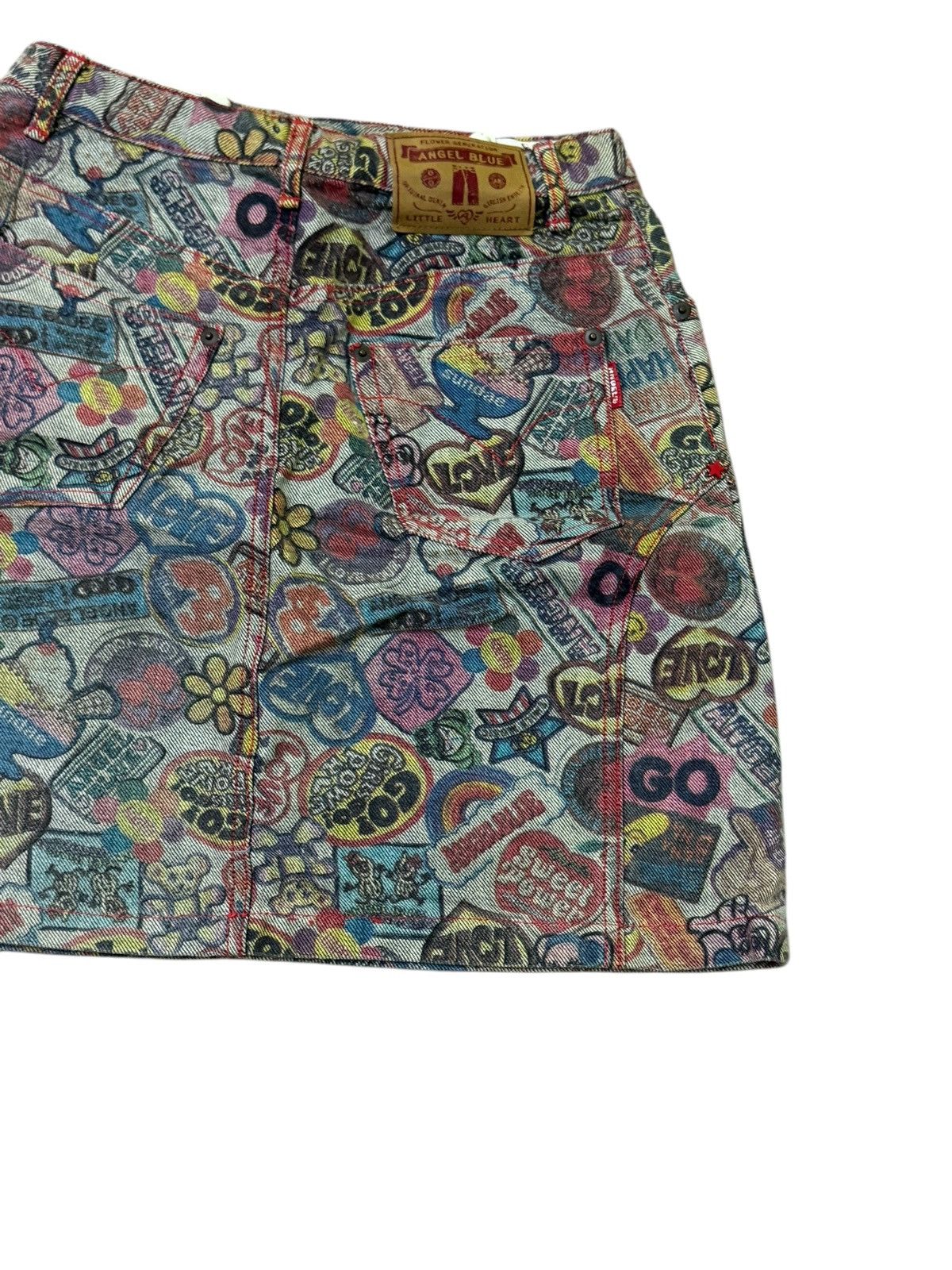 Japanese Brand × Vintage VINTAGE ANGEL❤️BLUE FULLPRINTED OVERPINTS MINI SKIRT JEANS Size 24" / US 00 / IT 34 - 7 Thumbnail