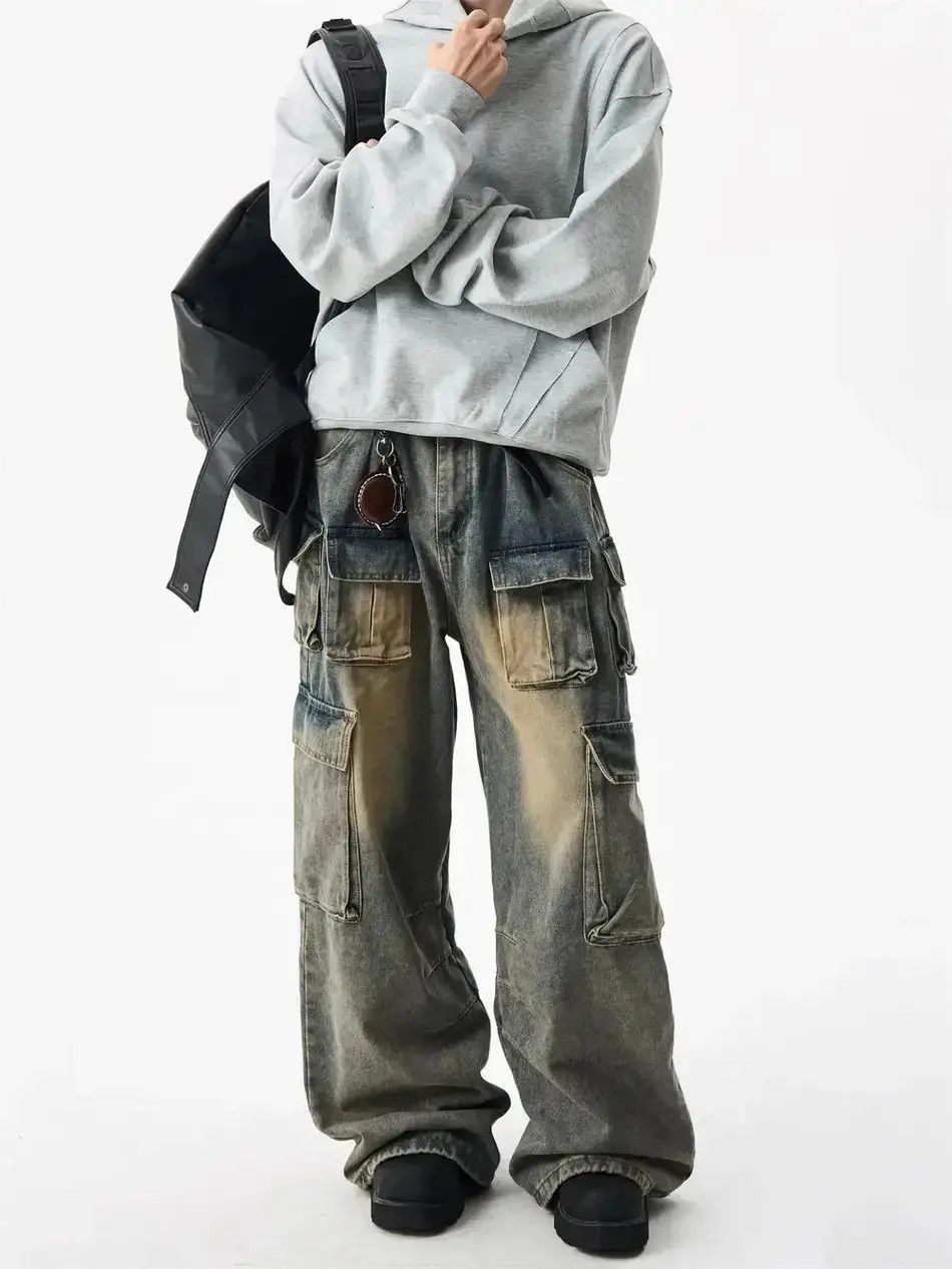 Japanese Brand Yellow mud dyed multi pocket workwear jeans Size US 32 / EU 48 - 2 Thumbnail