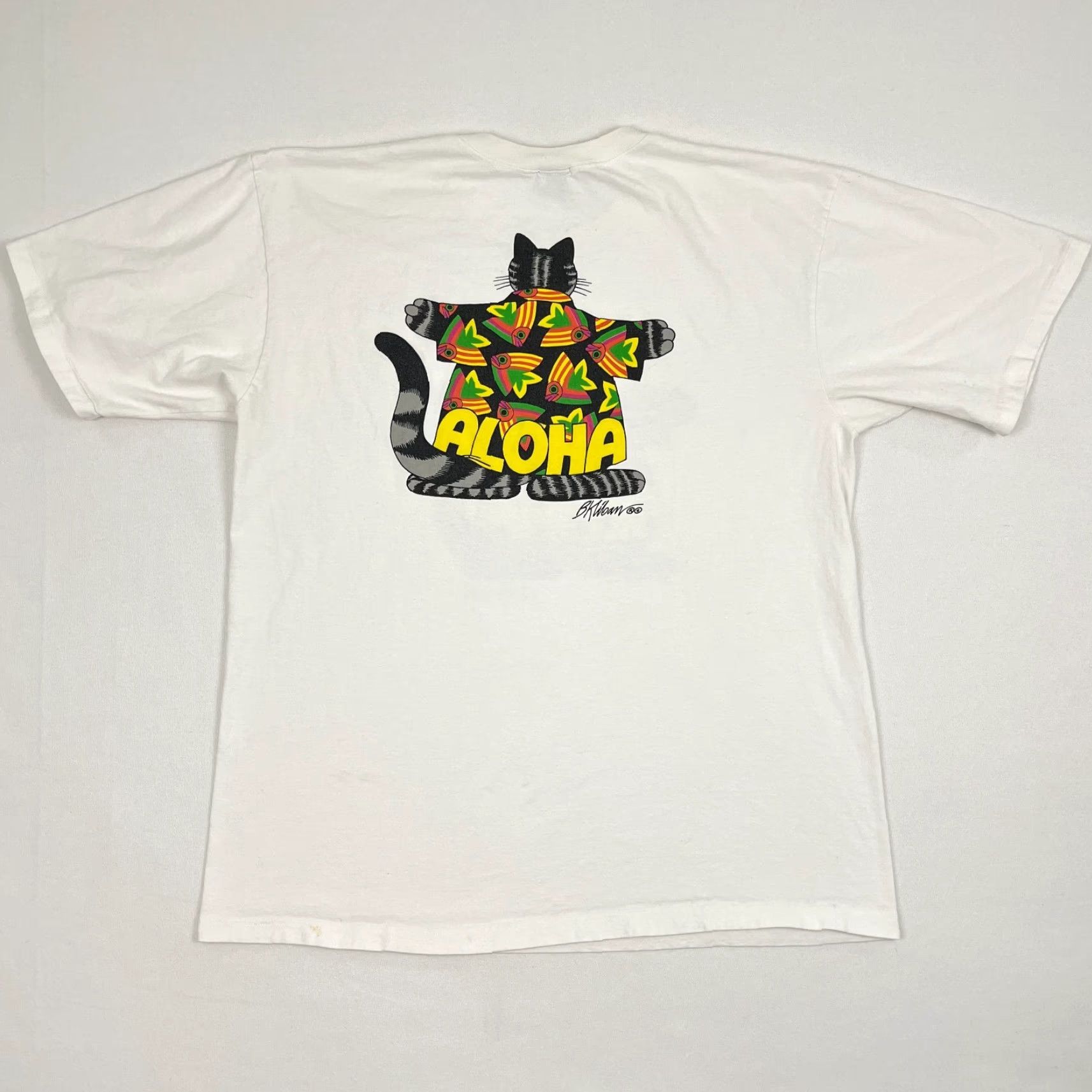 Vintage VINTAGE Crazy Shirts Shirt Mens XL White Aloha Vacation Hawaii Cat B Kliban Graphic Shirt Men XL White Logo Print T-Shirt Cat B Kliban Graphic Size US XL / EU 56 / 4 - 3 Thumbnail