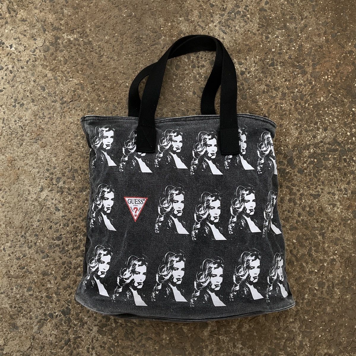 Guess × Vintage Vintage 90s Guess Jeans Claudia Schiffer Denim Tote Bag Size ONE SIZE - 1 Thumbnail
