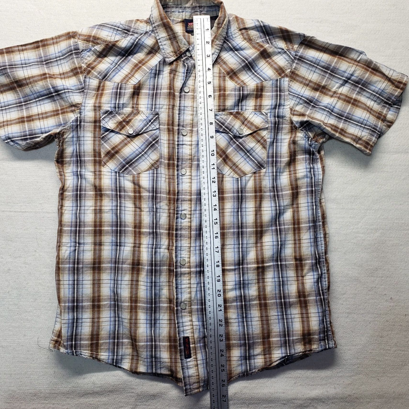Wrangler Wrangler Jeans Co Western Plaid Button Pearl Snap Shirt XL Mens Multicolor Short Sleeve Shirt Size US XL / EU 56 / 4 - 7 Thumbnail