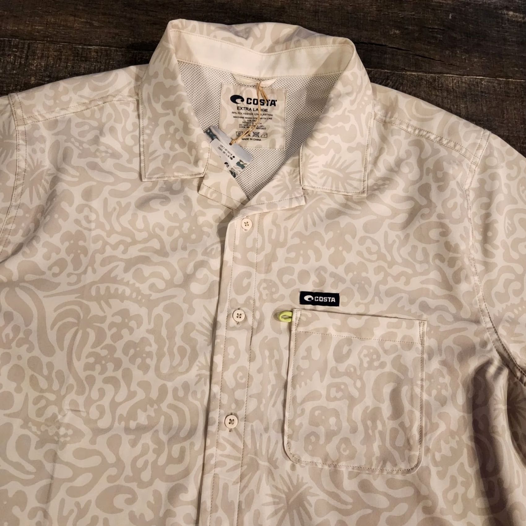 Vintage Costa Camp Tech Woven Shirt Mens XL Tropical Sea Animals AOP Beach Ocean New Size US XL / EU 56 / 4 - 2 Thumbnail