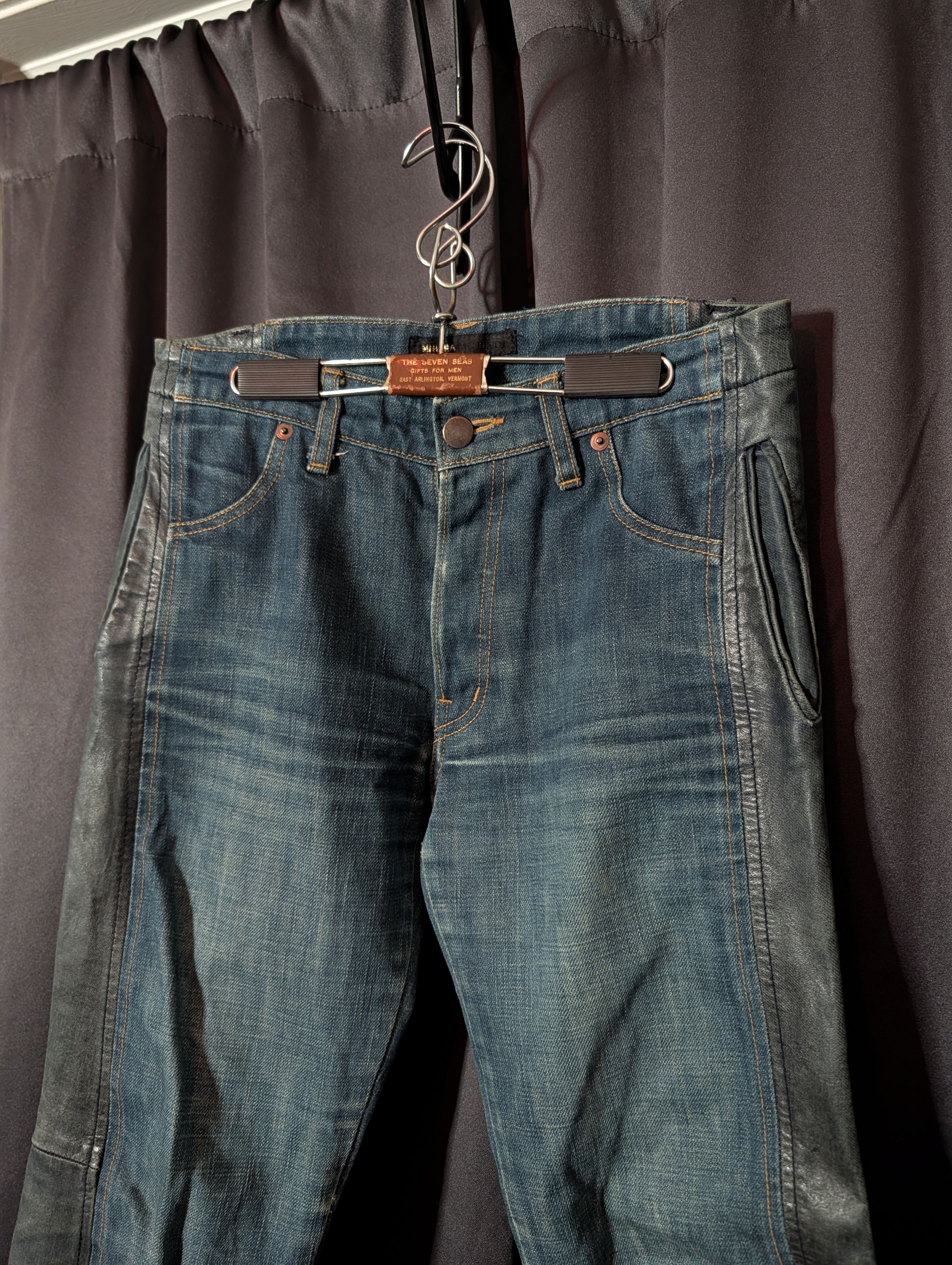 Maison MIHARA YASUHIRO MMY VTG horse leather trompe l'oeil denim jeans Japan Size 28" / US 6 / IT 42 - 2 Thumbnail