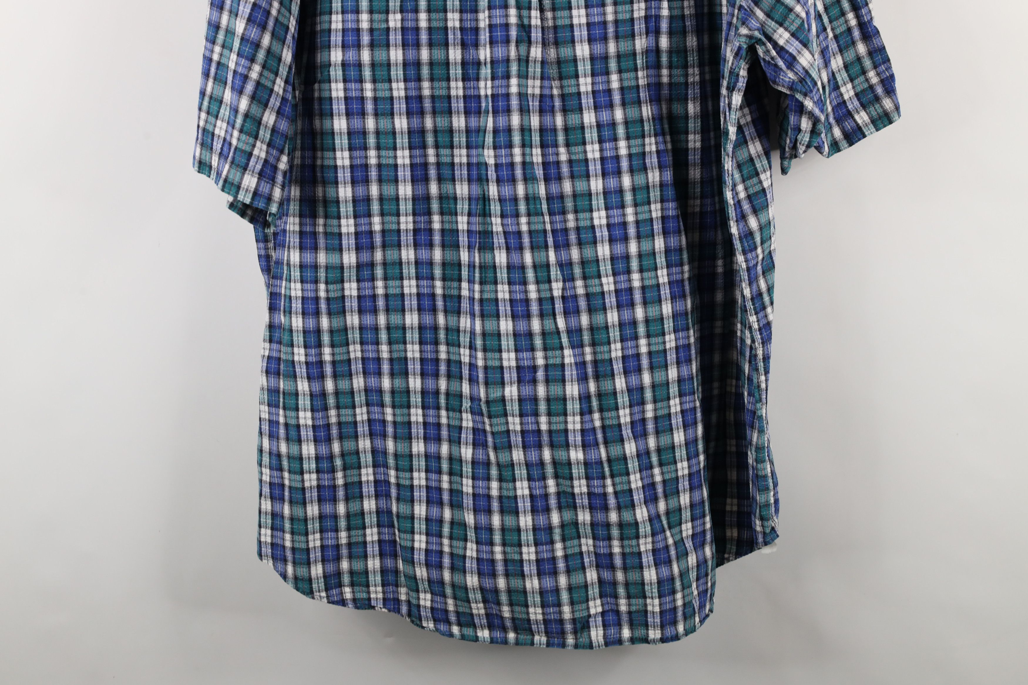 Lands' End × Vintage Vintage 90s Lands End Sucker Short Sleeve Button Down Shirt Size US XL / EU 56 / 4 - 11 Thumbnail