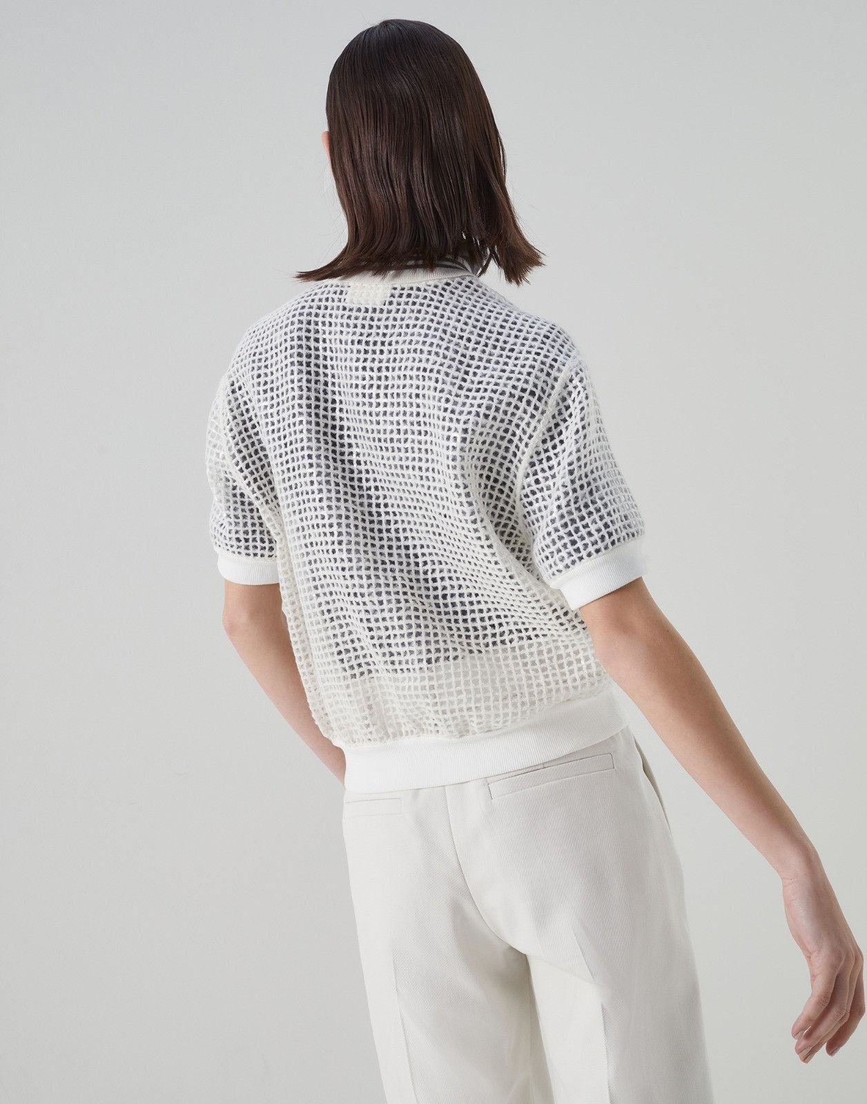 Brunello Cucinelli o1la1rc1a0225 Polo Shirt With Sequins in White Size XL / US 12-14 / IT 48-50 - 2 Thumbnail