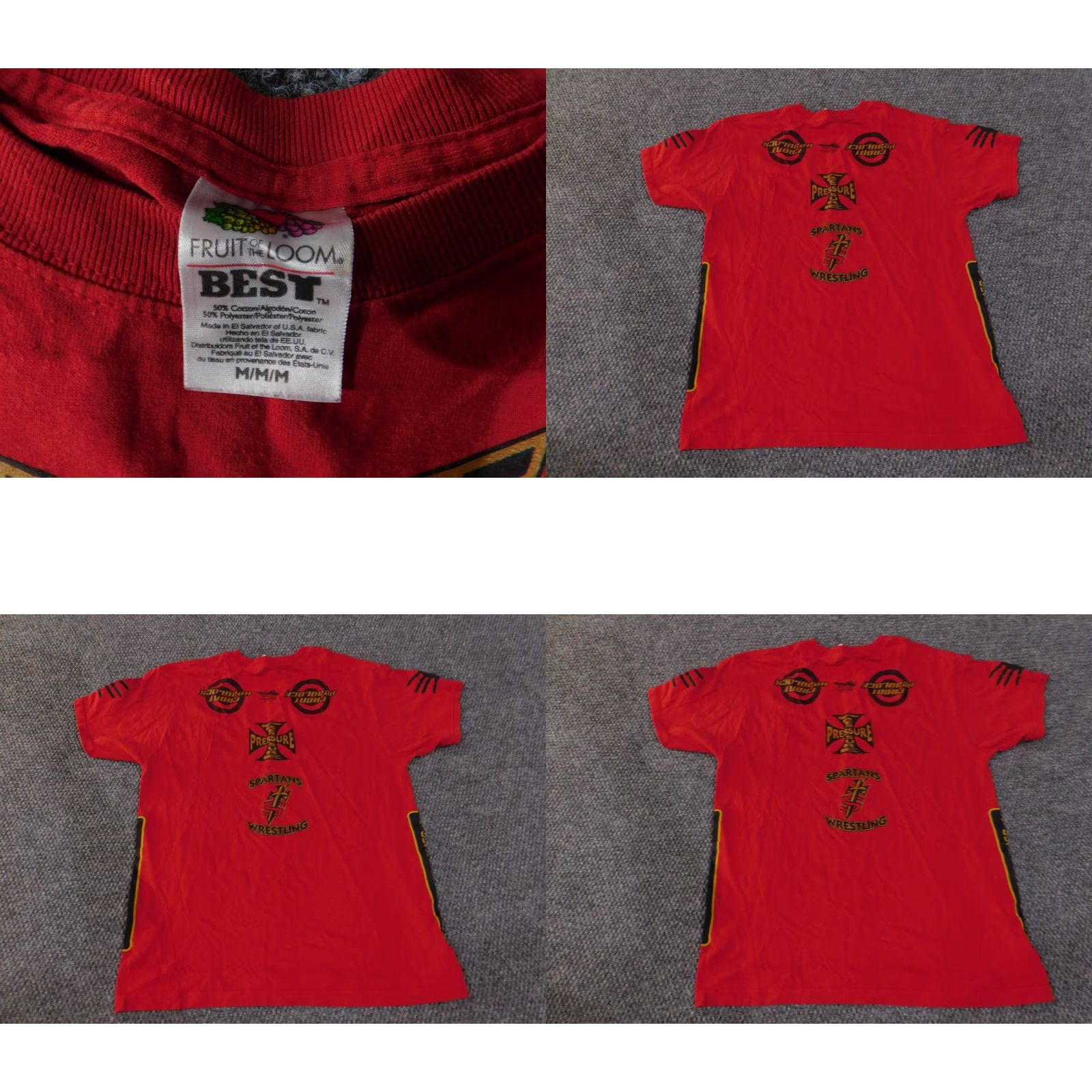 Fruit Of The Loom Wrestling Shirt Mens M Red Cotton Graphic Spartans Bring It 90s University Logo Fruit of the Loom Shirt Mens Size US M / EU 48-50 / 2 - 8 Thumbnail