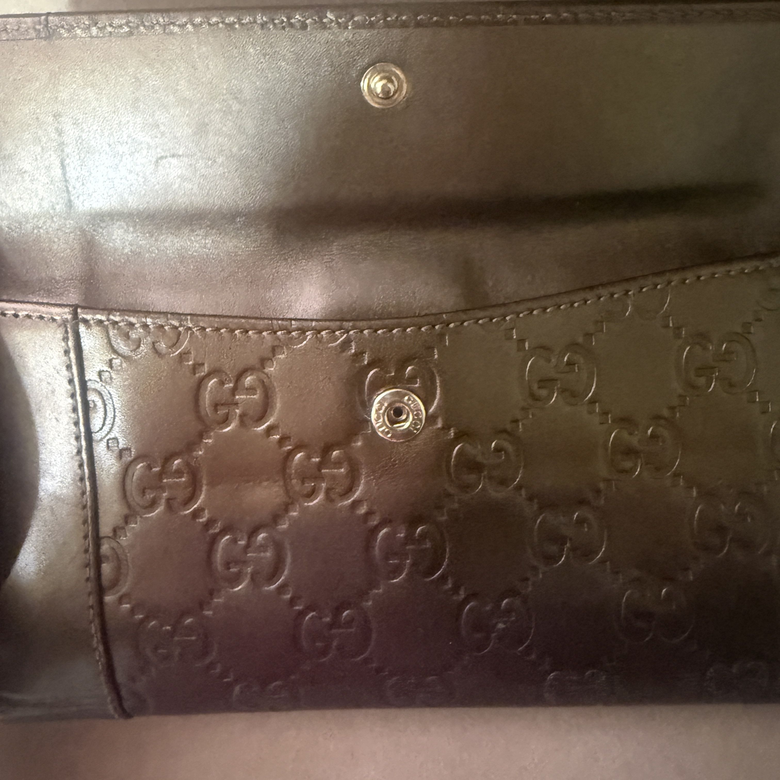 Gucci Gucci Embossed Brown Leather Wallet Size ONE SIZE - 3 Thumbnail