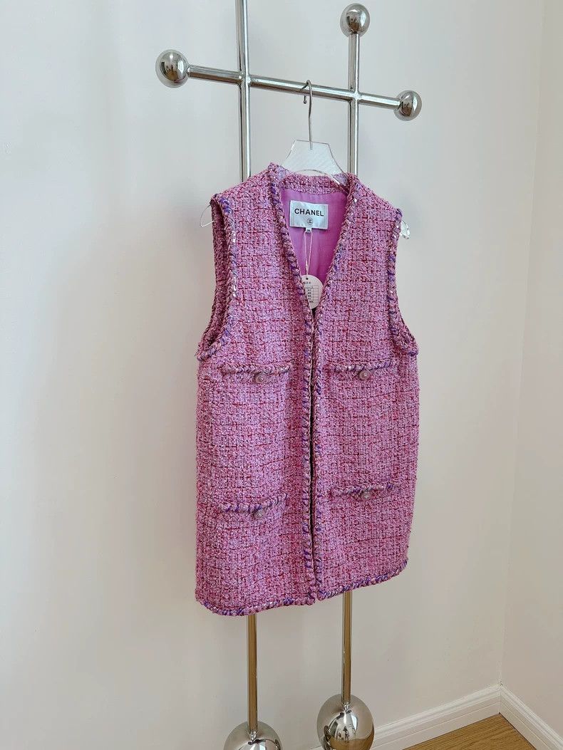 Chanel Chanel Pink checkered tweed vest Size XXS / US 00 / IT 34 - 3 Thumbnail