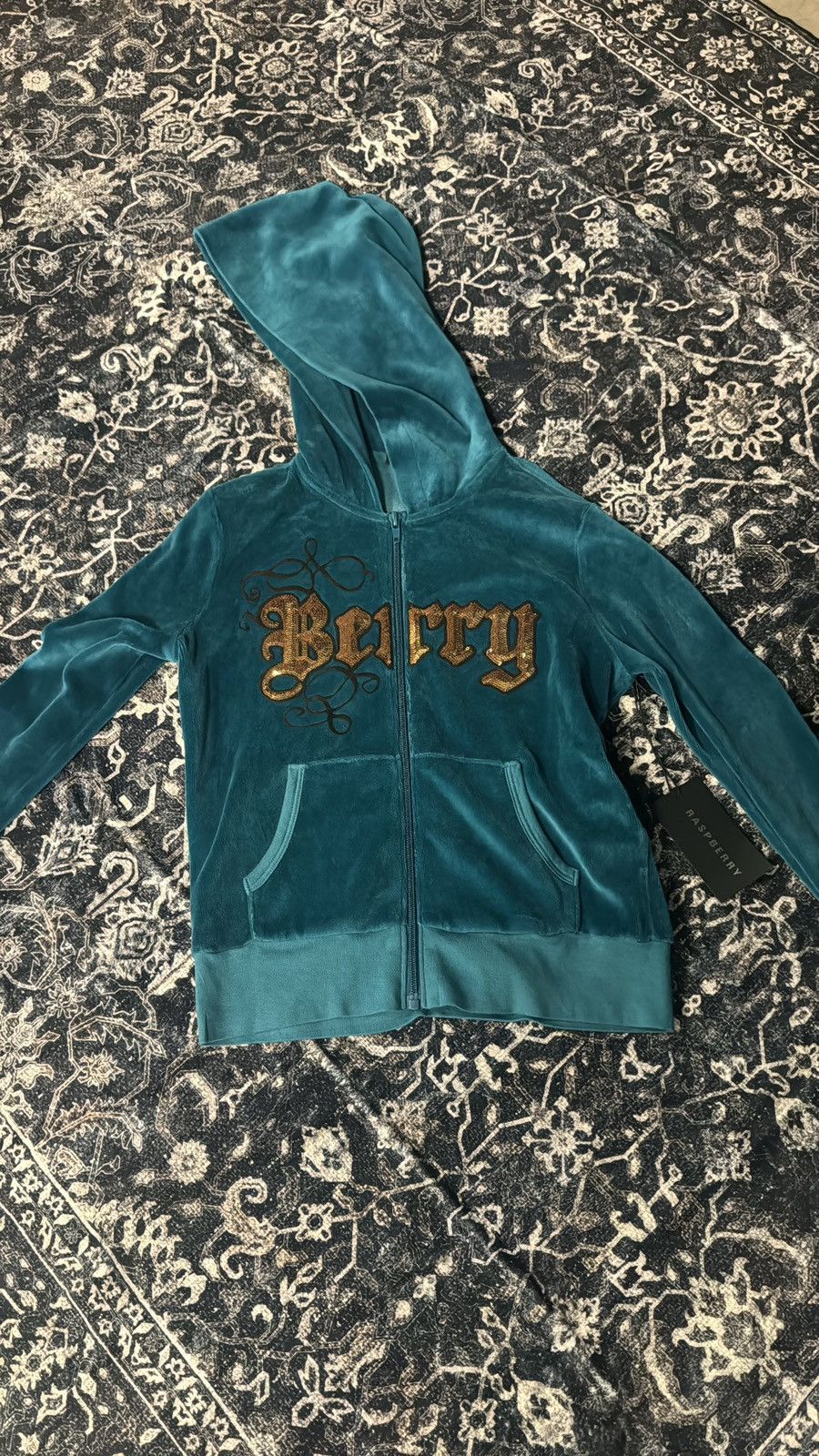 The GV Gallery Gv Gallery Paris Hilton Velour Blue Berry Hoodie Size Small Size S / US 4 / IT 40 - 2 Thumbnail