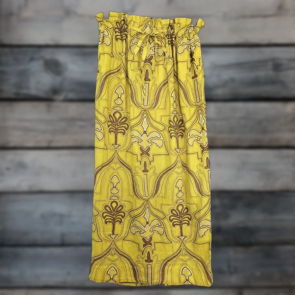 Banana Republic VINTAGE Banana Republic Womens Linen Midi Skirt Sz Small Yellow Pockets Drawstring Size 28" / US 6 / IT 42 - 1 Thumbnail