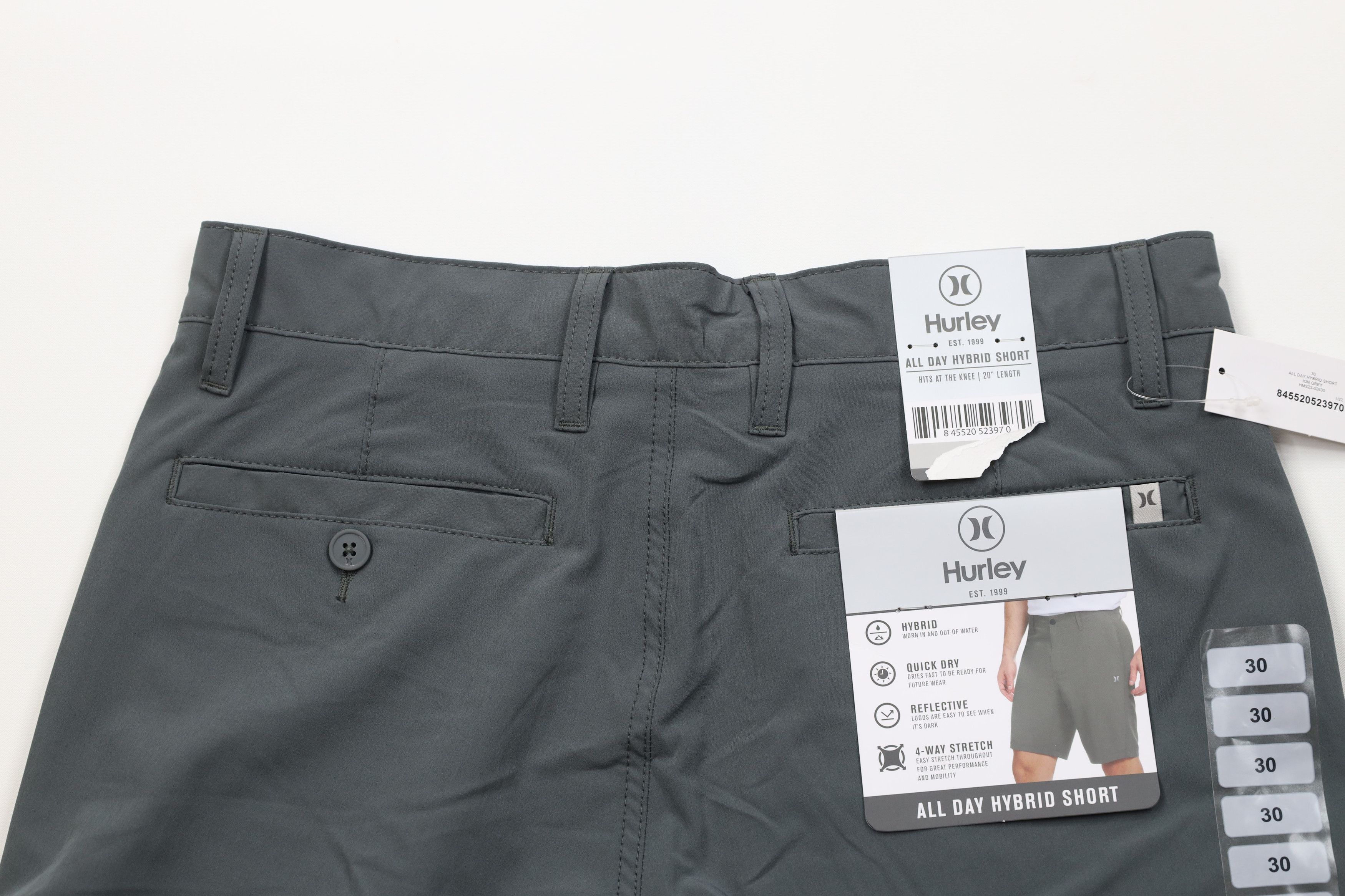 Hurley New Hurley All Day Hybrid Shorts Stretch Gray Reflective Size US 30 / EU 46 - 9 Thumbnail